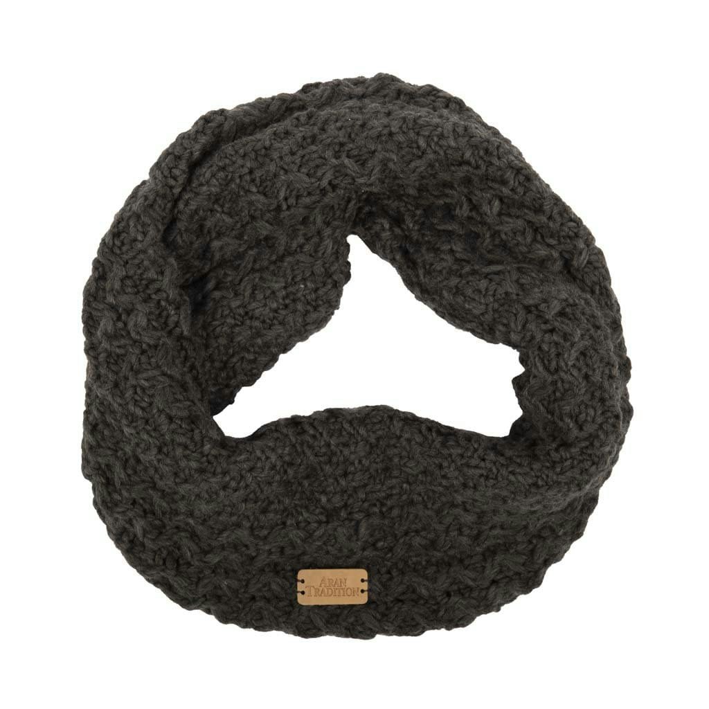 Aran Traditions Grey Honeycomb Cable Twist Snood - Charcoal