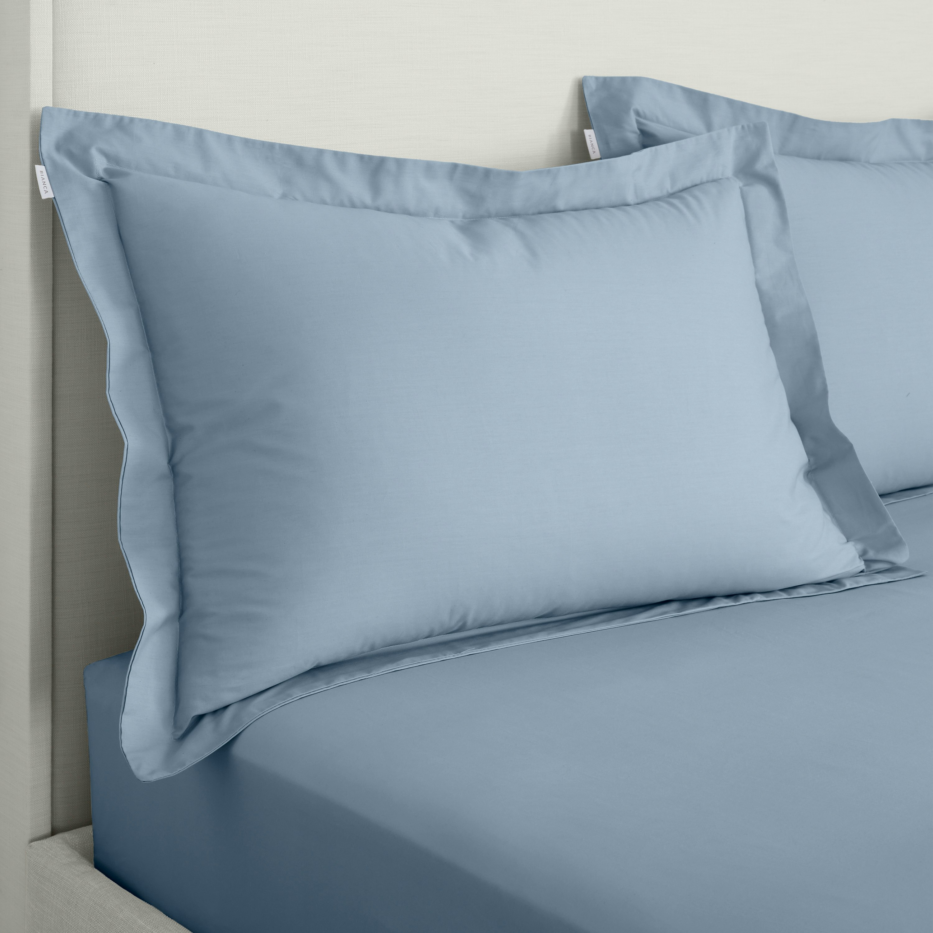 Bianca Blue 200 Thread Count Cotton Percale Oxford Pillowcase Pair - 50X75cm (X2)