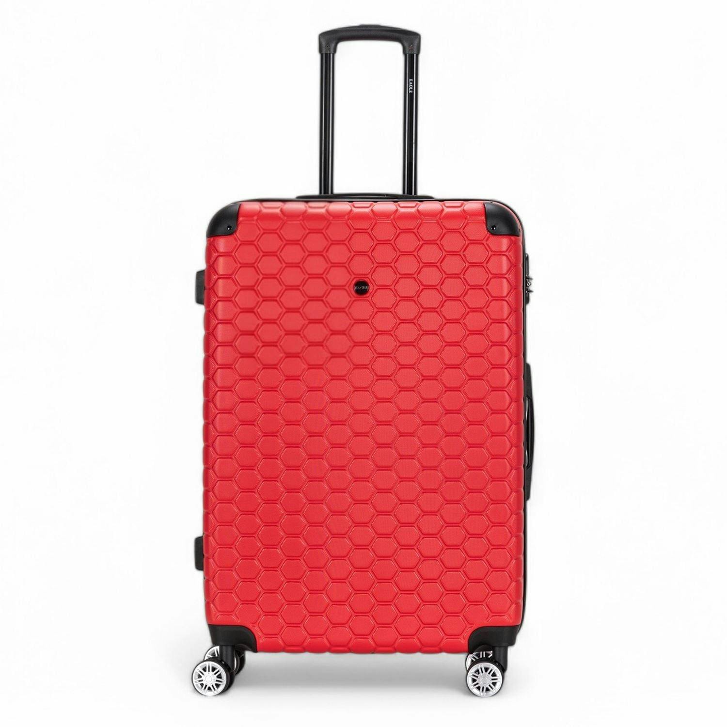 Eagle Luggage Red Hard Shell Abs 8 Wheel Luggage Travel Cabin Holiday Bags Suitcase Set - Medium