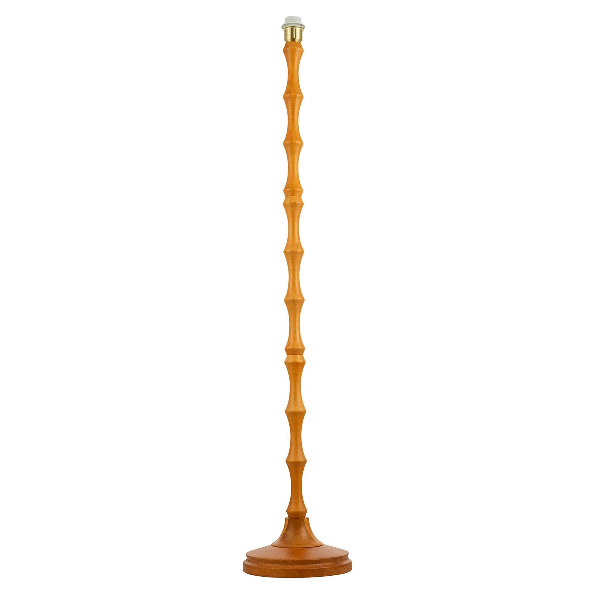Rackhams Gold/White/Light Traditional Oak Wood Standing Floor Lamp Base With Bamboo Pole Design