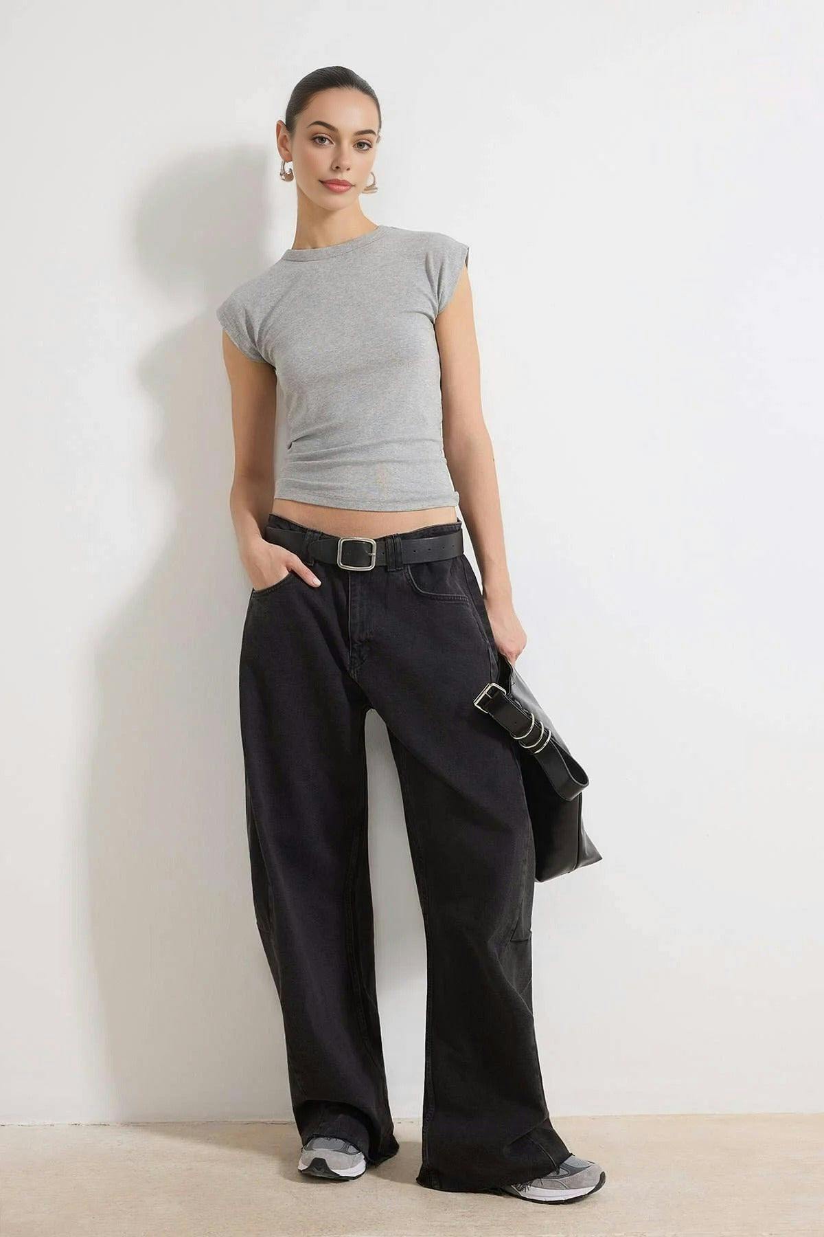 Wovcor Grey Viscose Fitted Knit Blouse - S