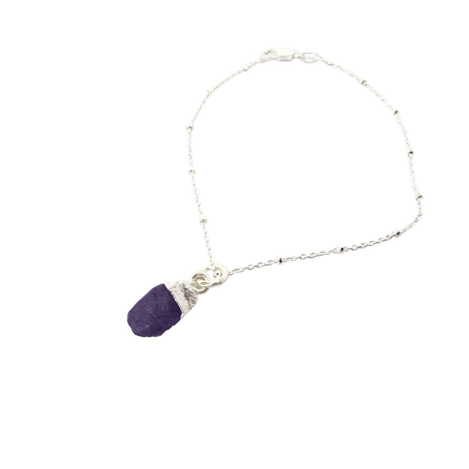 Harfi Silver Raw Amethyst February Birthstone Charm Bracelet