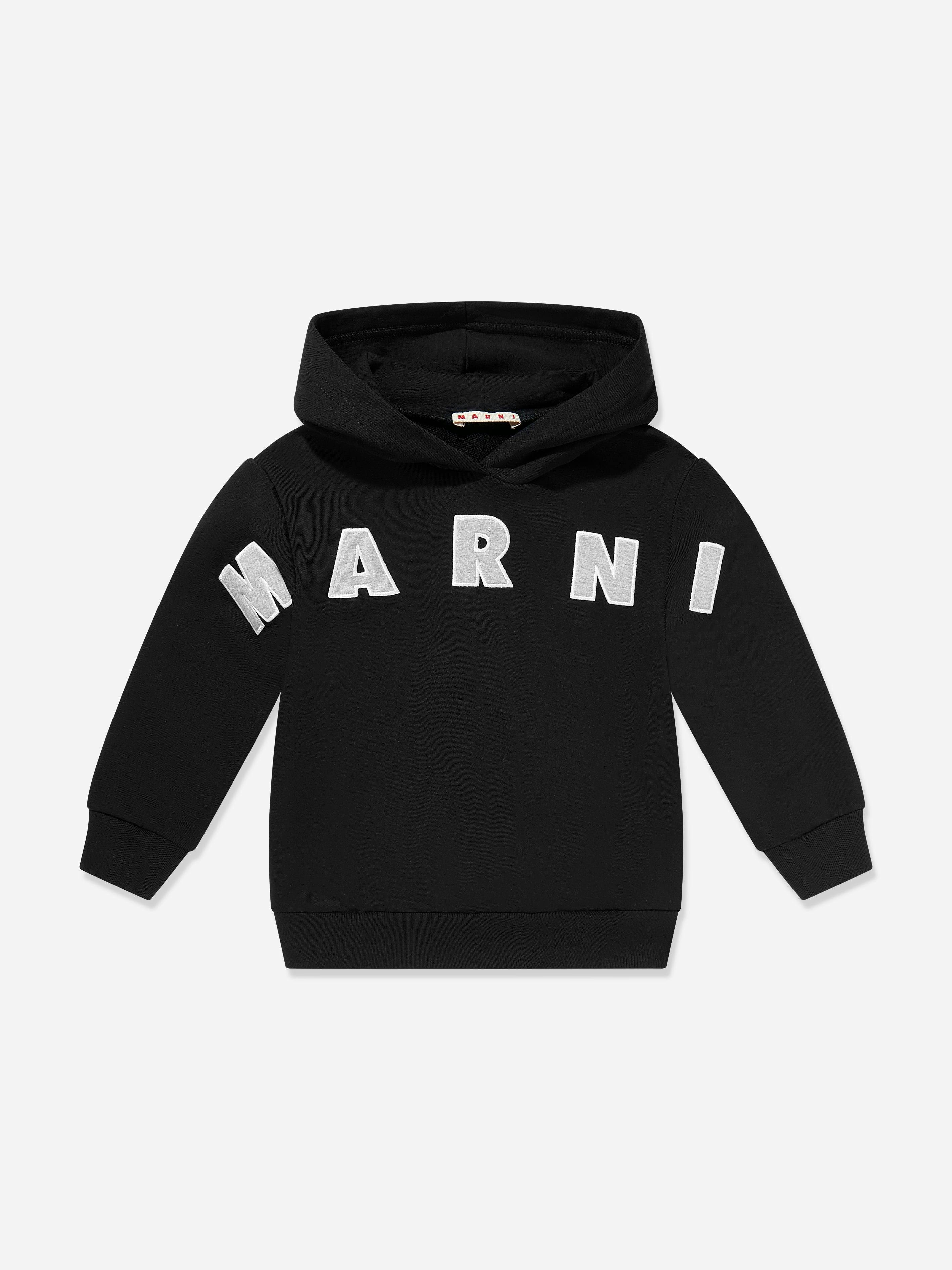 Marni Kids Boys Black Logo Hoodie In - 12 Yrs