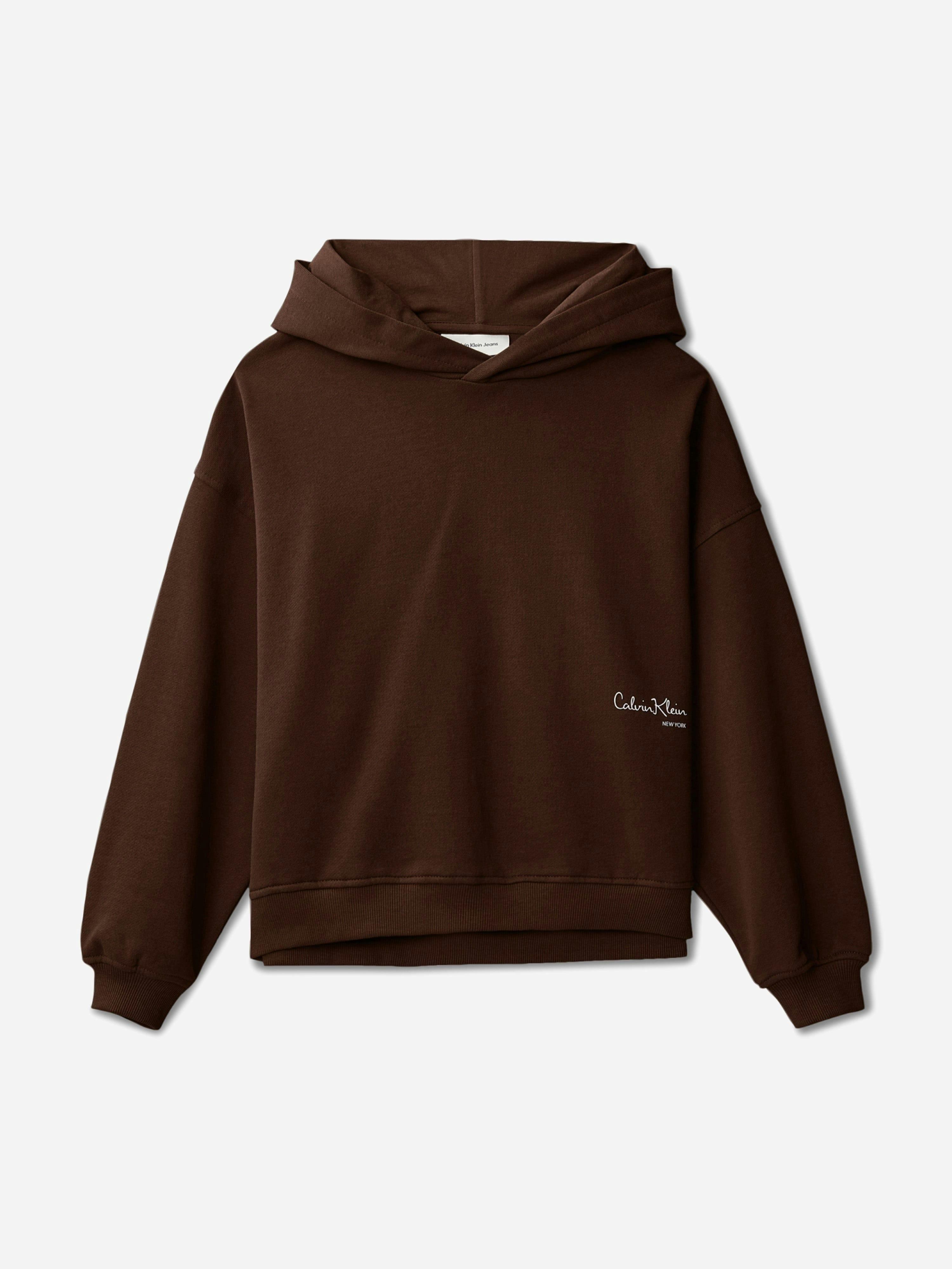 Calvin Klein Girls Brown Signature Hoodie In - 16 Yrs