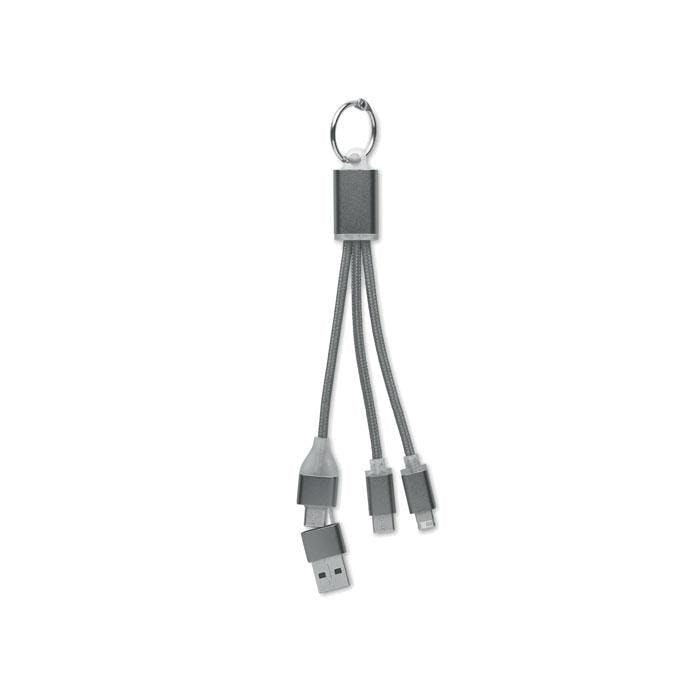 Midocean 4 In 1 Keyring Charging Cable - Titanium - One Size - Titanium