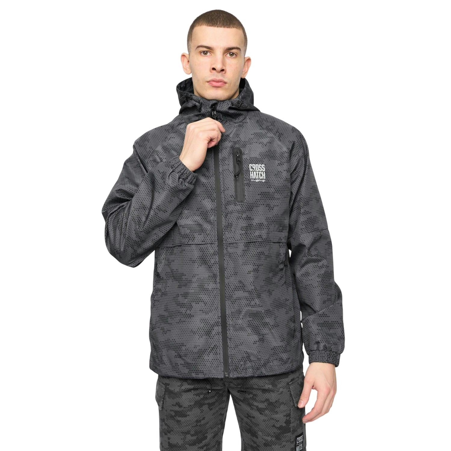 Crosshatch Men's Grey Janscore All-Over Print Jacket - S - 100% Polyester