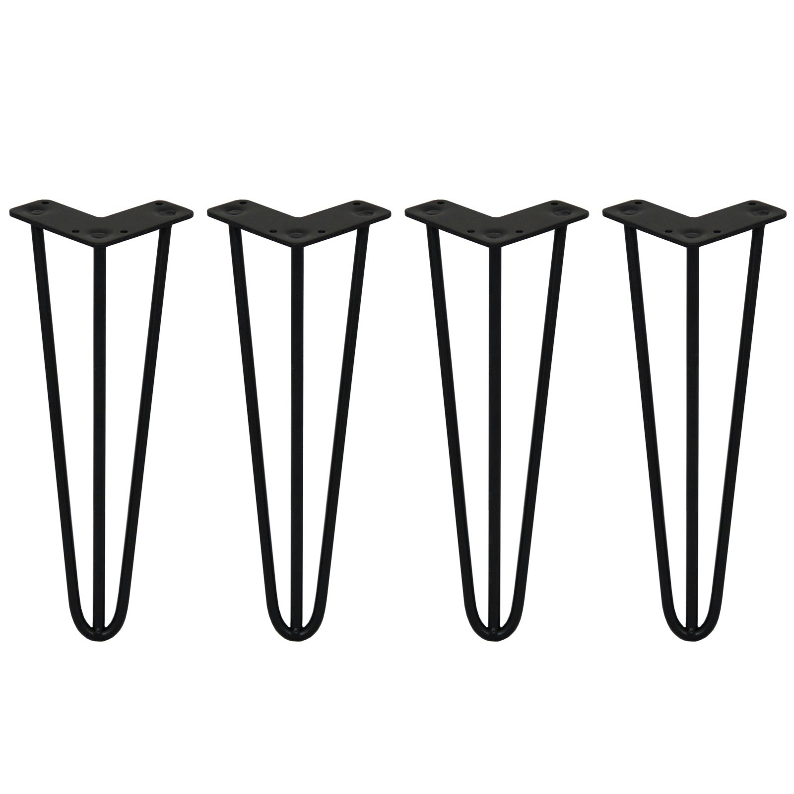 Skiski Black 4 X Hairpin Legs - 3 Prong - 10Mm 14"