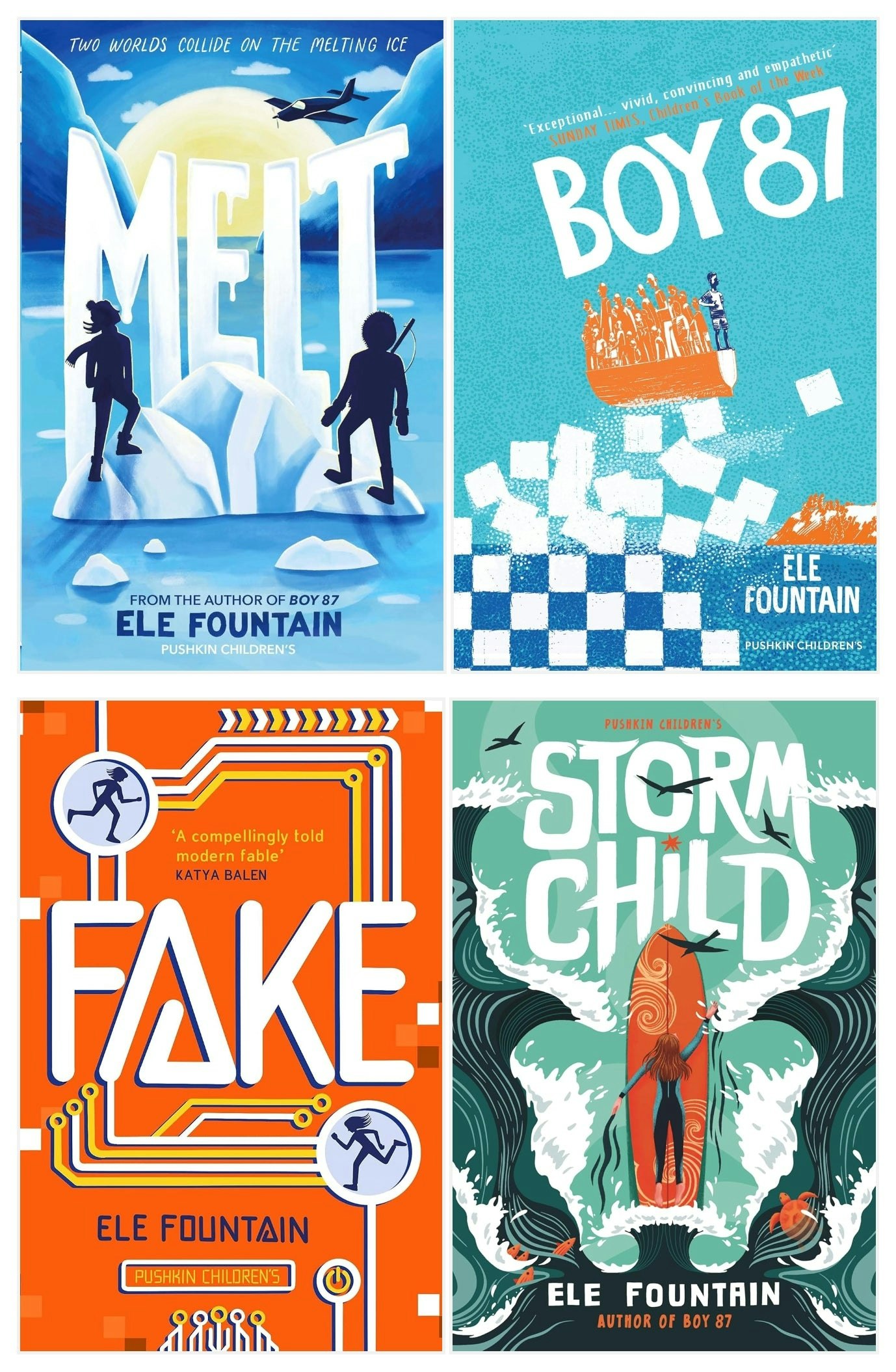 Pushkin Press Boys Ele Fountain 4 Books Collection Set (Fake, 87, Storm Child, Melt)