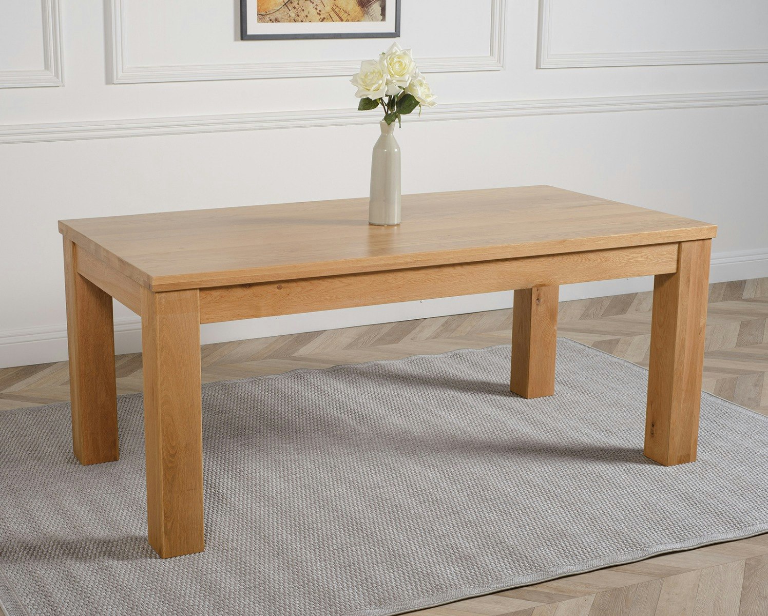 That's Furniture Brown Dakota Chunky Oak Dining Table - 182Cm - Matte Laquer - 1