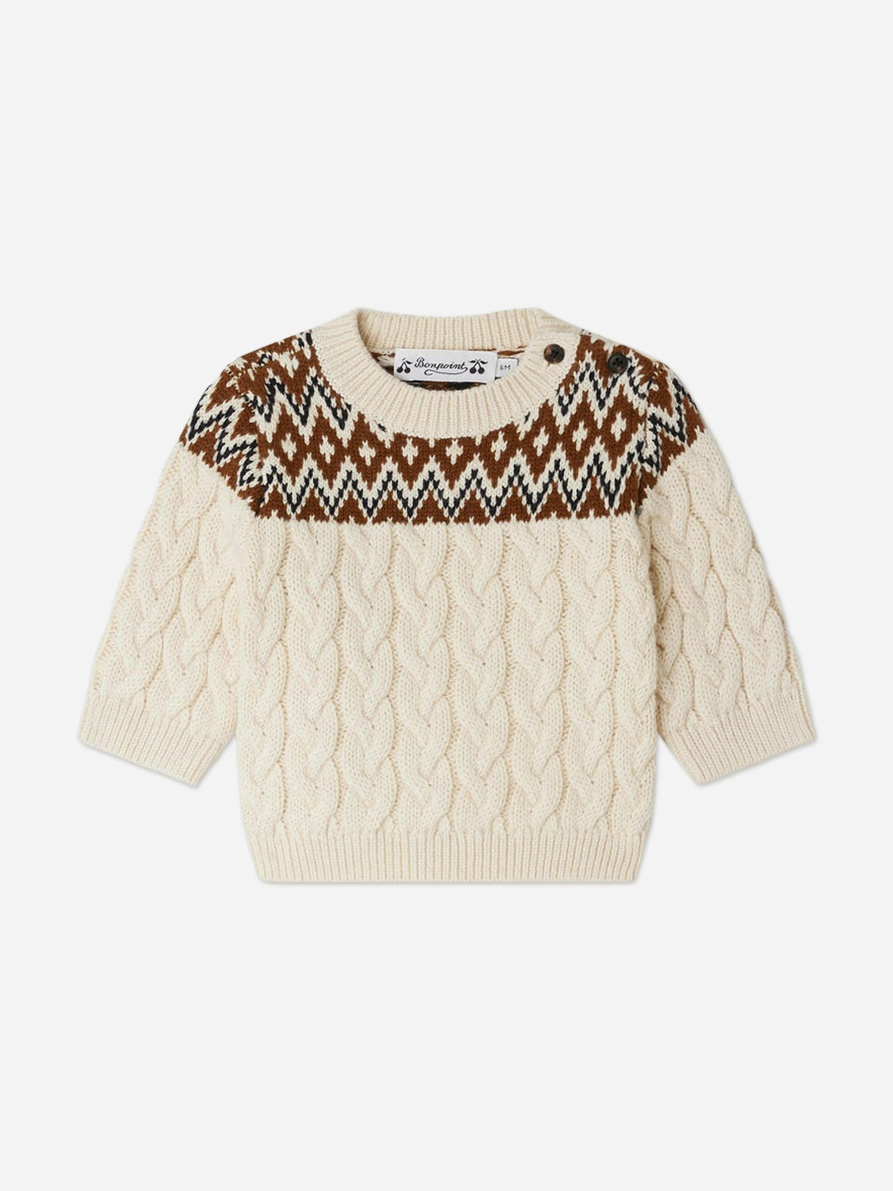 Bonpoint Unisex Infant Ivory Baby Wool Knit Joshua Jumper In - 2 Yrs