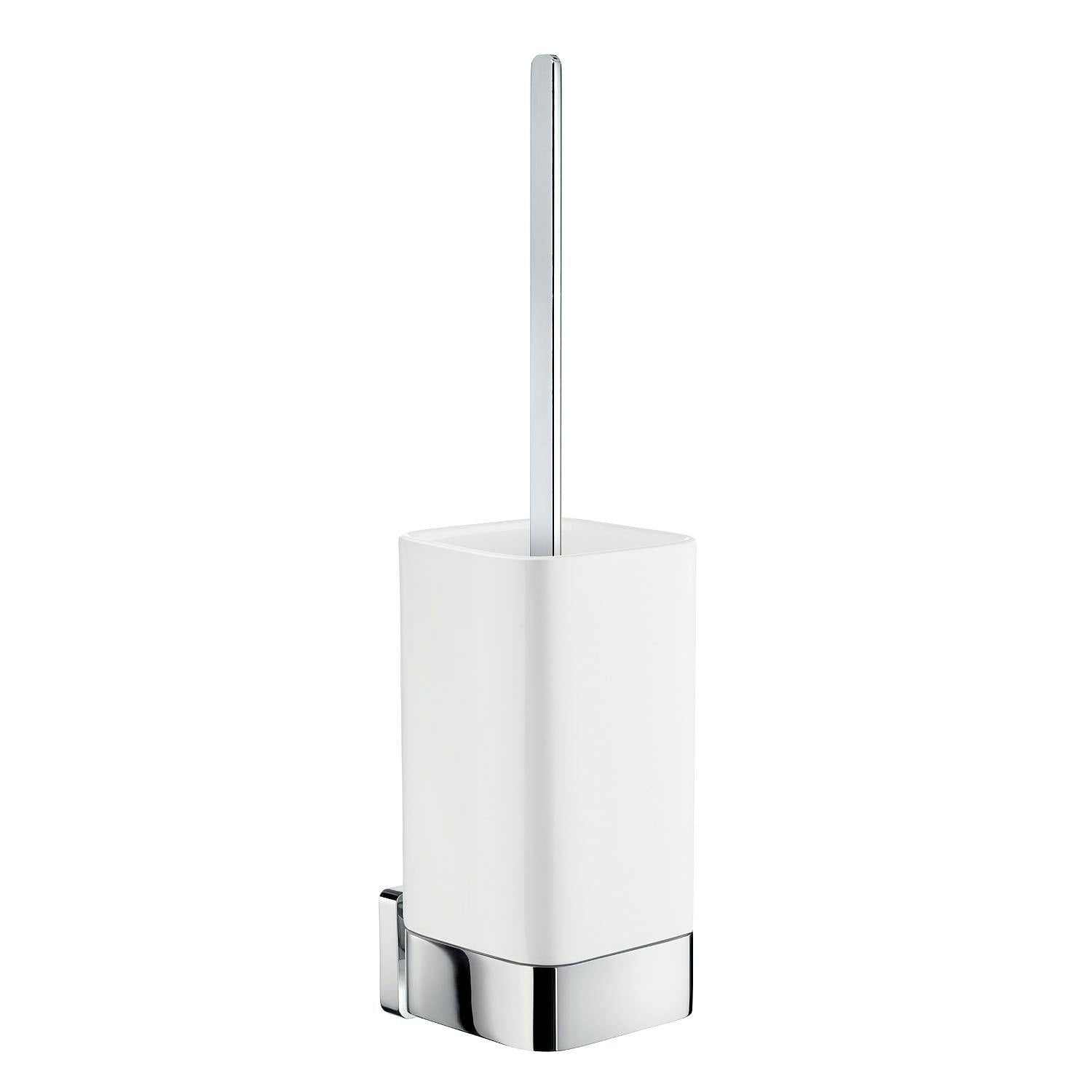 Rackhams Polished Chrome Toilet Brush And Porcelain Holder
