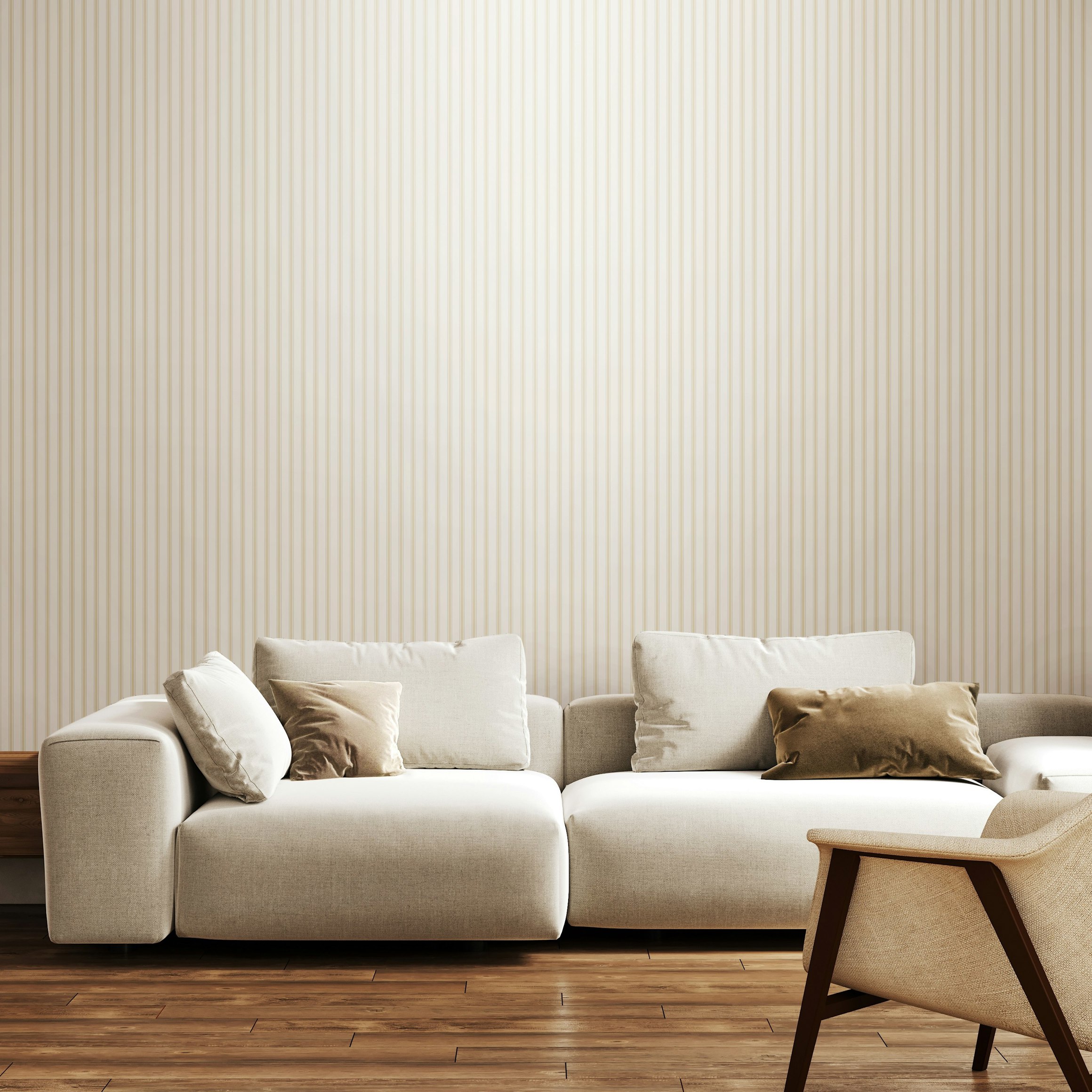 Hoopla Walls Chalk Stripe - Linen 10M Wallpaper