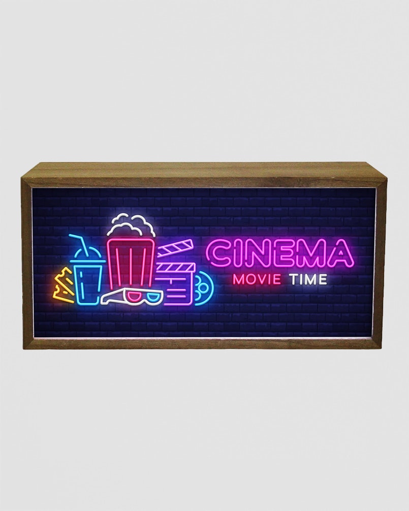 Light Box Home Cinema Movie Time | Neon Effect Illuminated Light Up LED Room Sign | Theatre Lounge Film Room Décor | Movie Night Fan Bright Display | Portable Lighting - Image 4