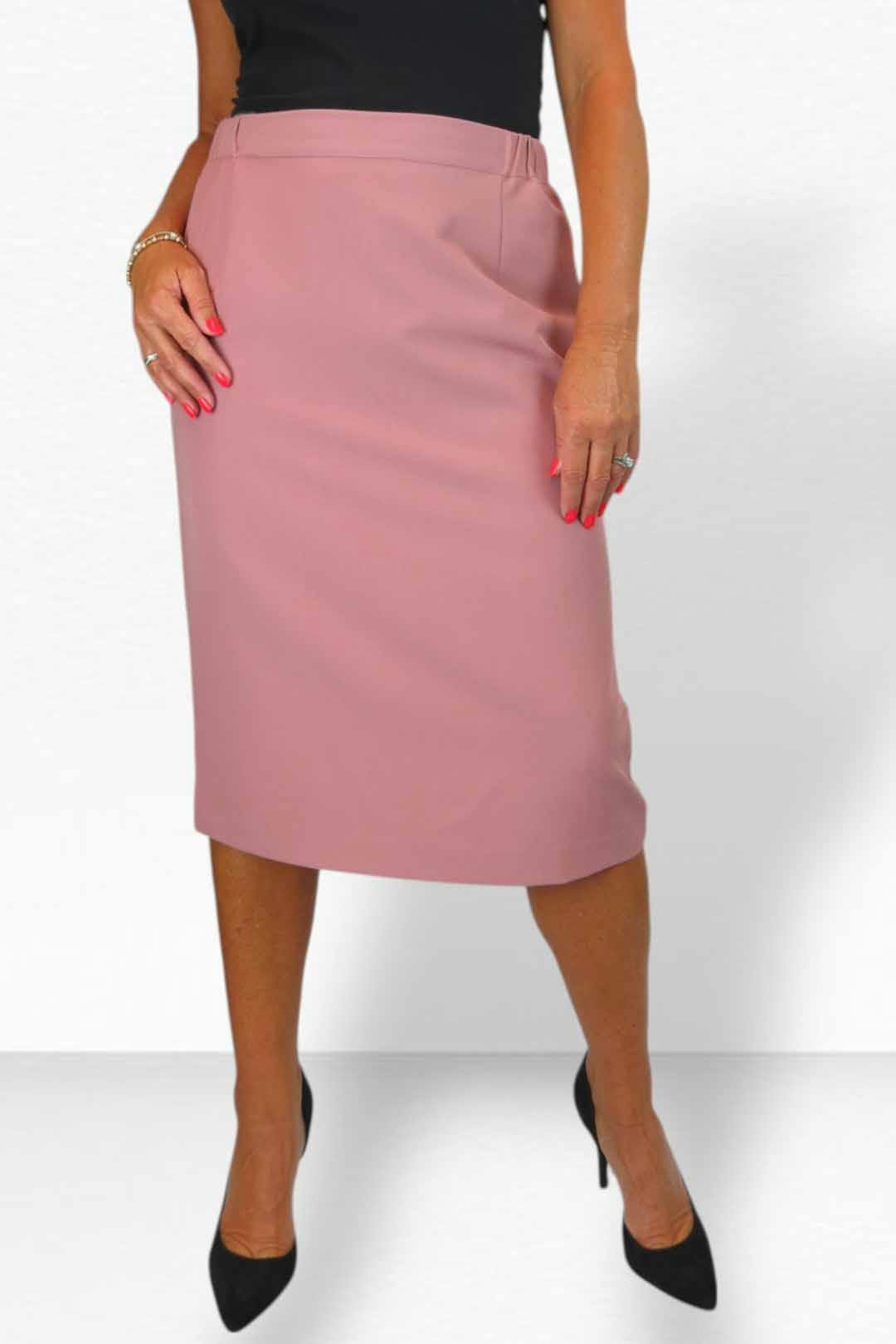 Paulo Due Women's Pink Tailored Midi Pencil Skirt - 16