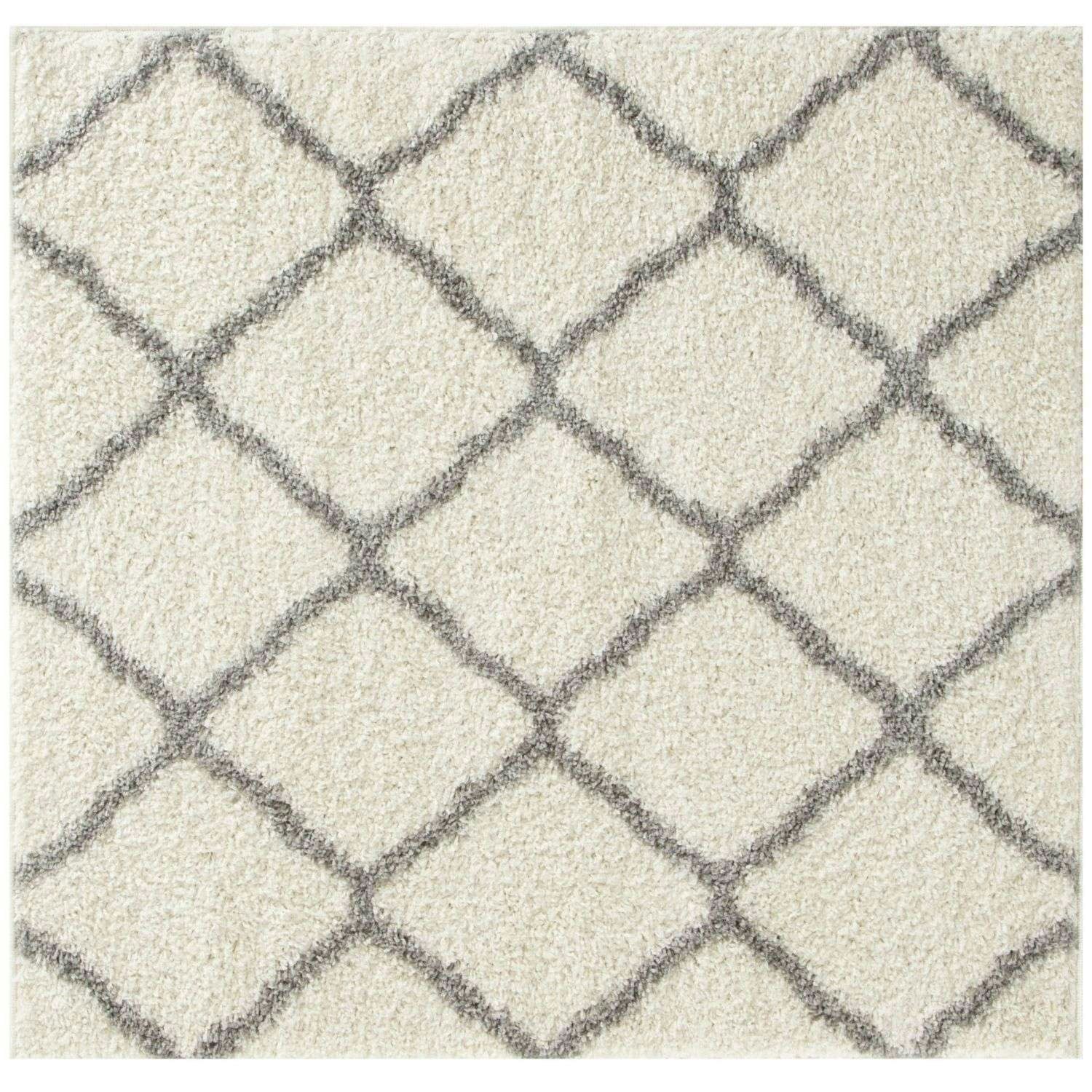 The Rugs Unisex Ivory Soft Moroccan Shaggy Rugs & Runners & Grey Living Room | Size: 120 Cm X 120 Cm - Image 3