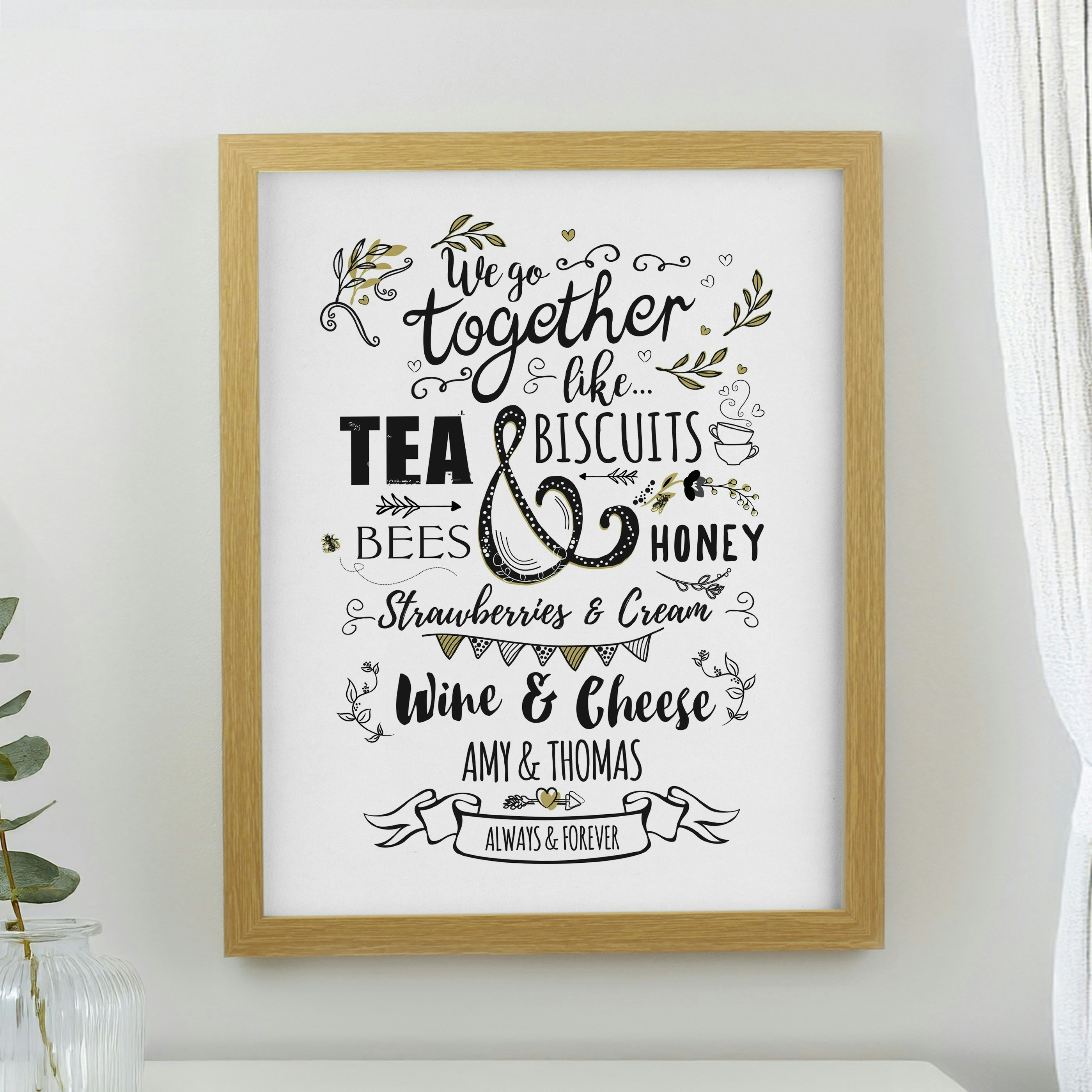 Personalised Memento Company Personalised We Go Together Oak Poster Frame