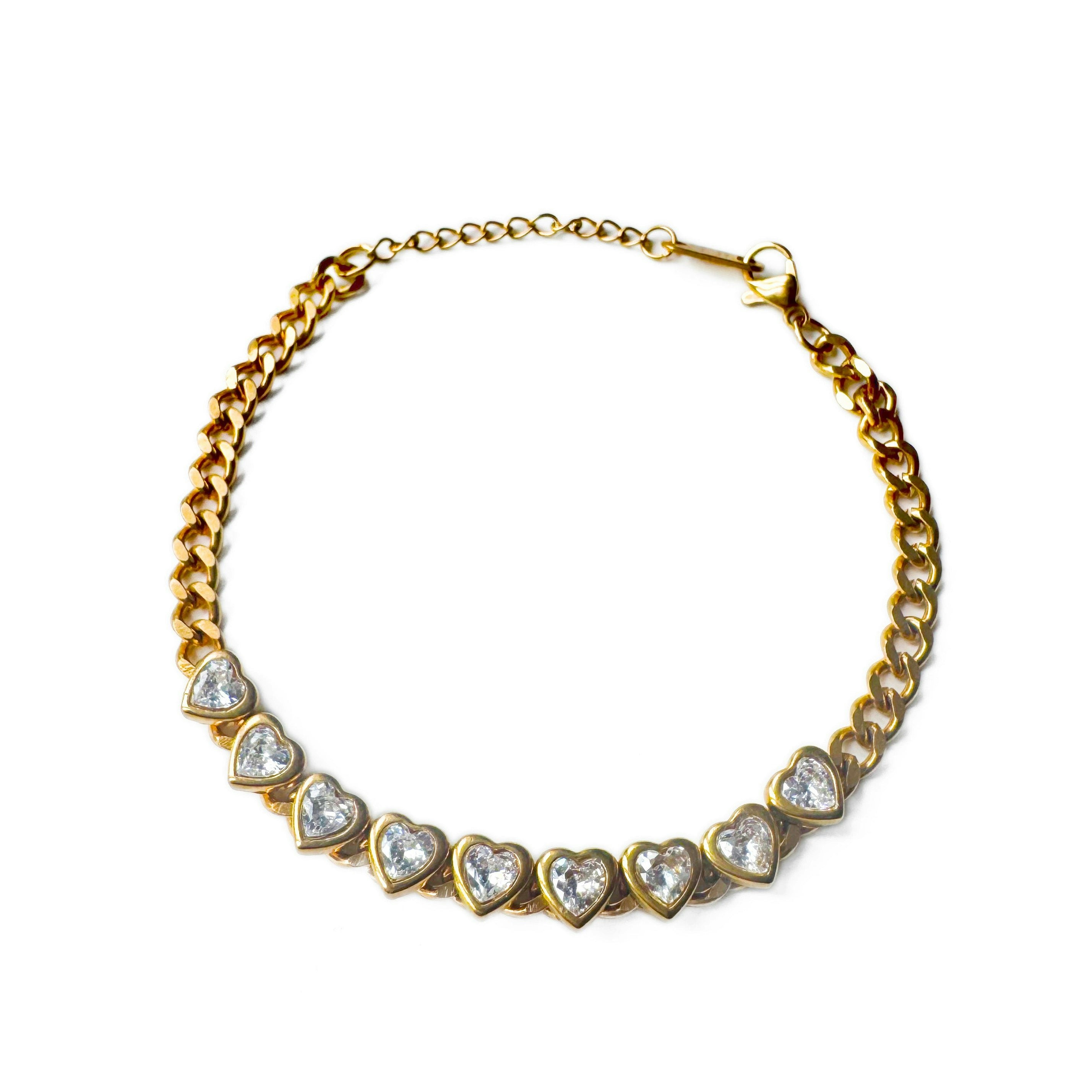 Luxe Tones Gold Mina Luxe 18Ct Plated Heart Crystal Bracelet