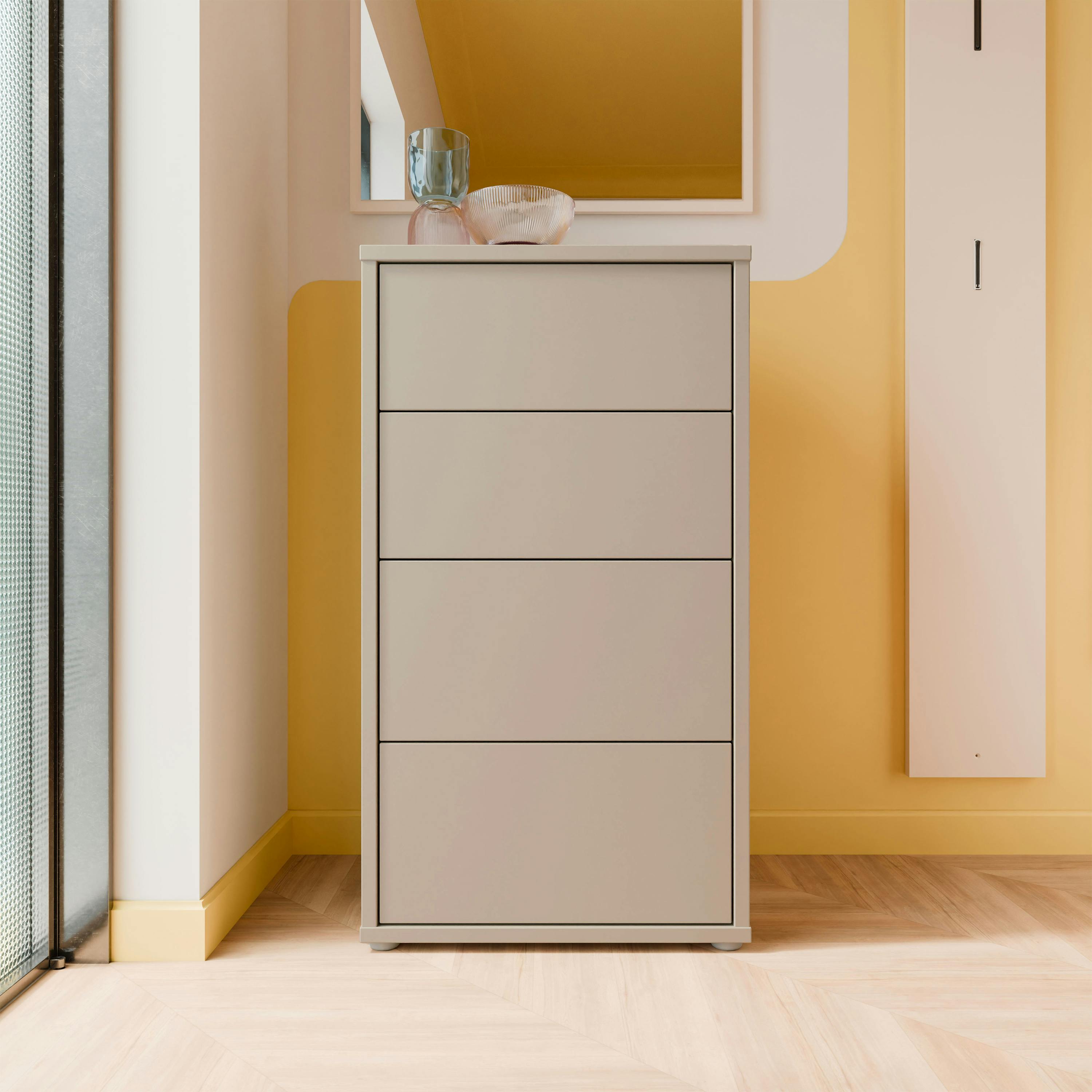 Rackhams Alice Springs Tall 4 Drawer Chest With Push-To-Open Drawers In Taupe - Standard - Taupe - Manufactured Wood