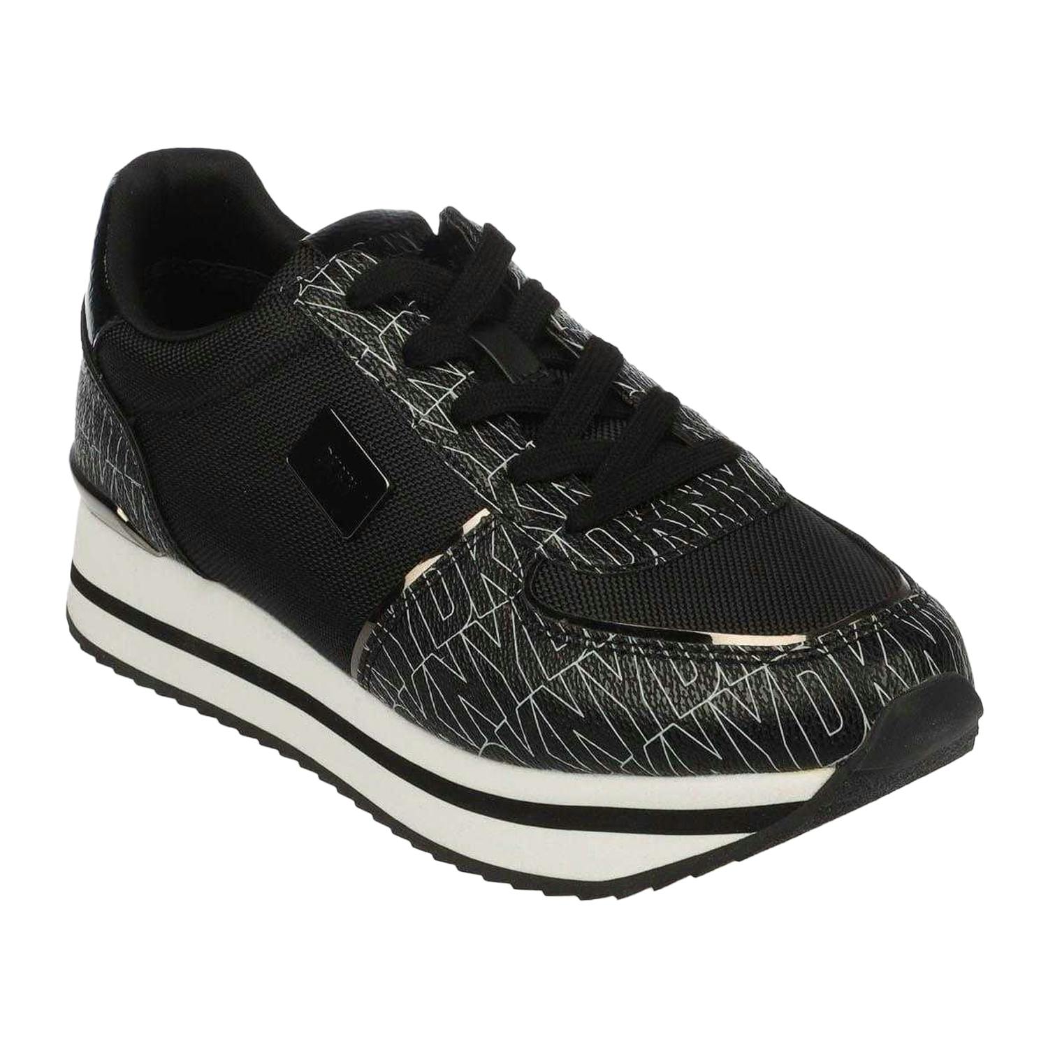 Dkny Women's Black/Grey / Davie Lace Up Trainers - 5 Uk - 100% Mixed