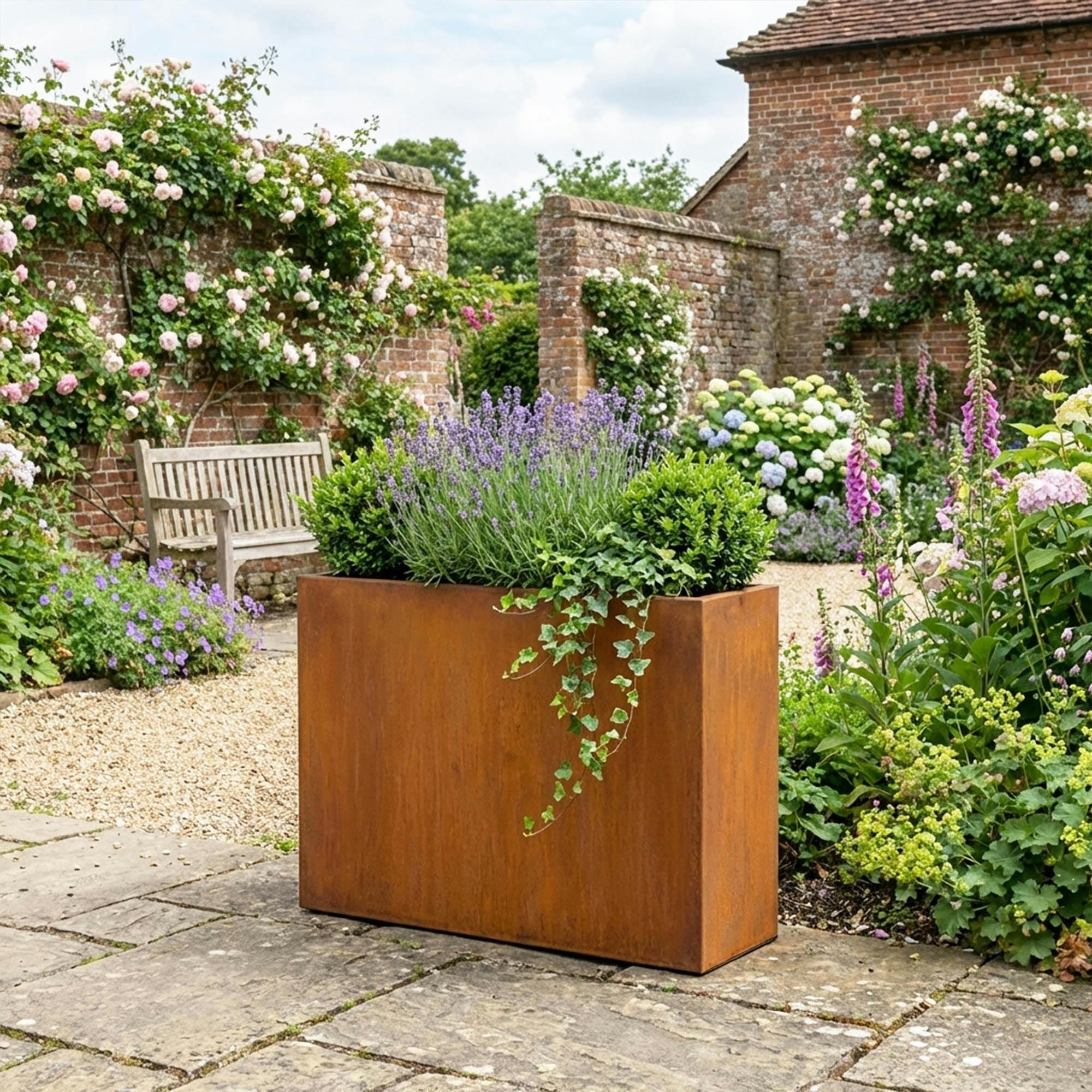 Rackhams Galvanised Steel Trough Metal Planter 90Cm X 82Cm - Pre-Rusted