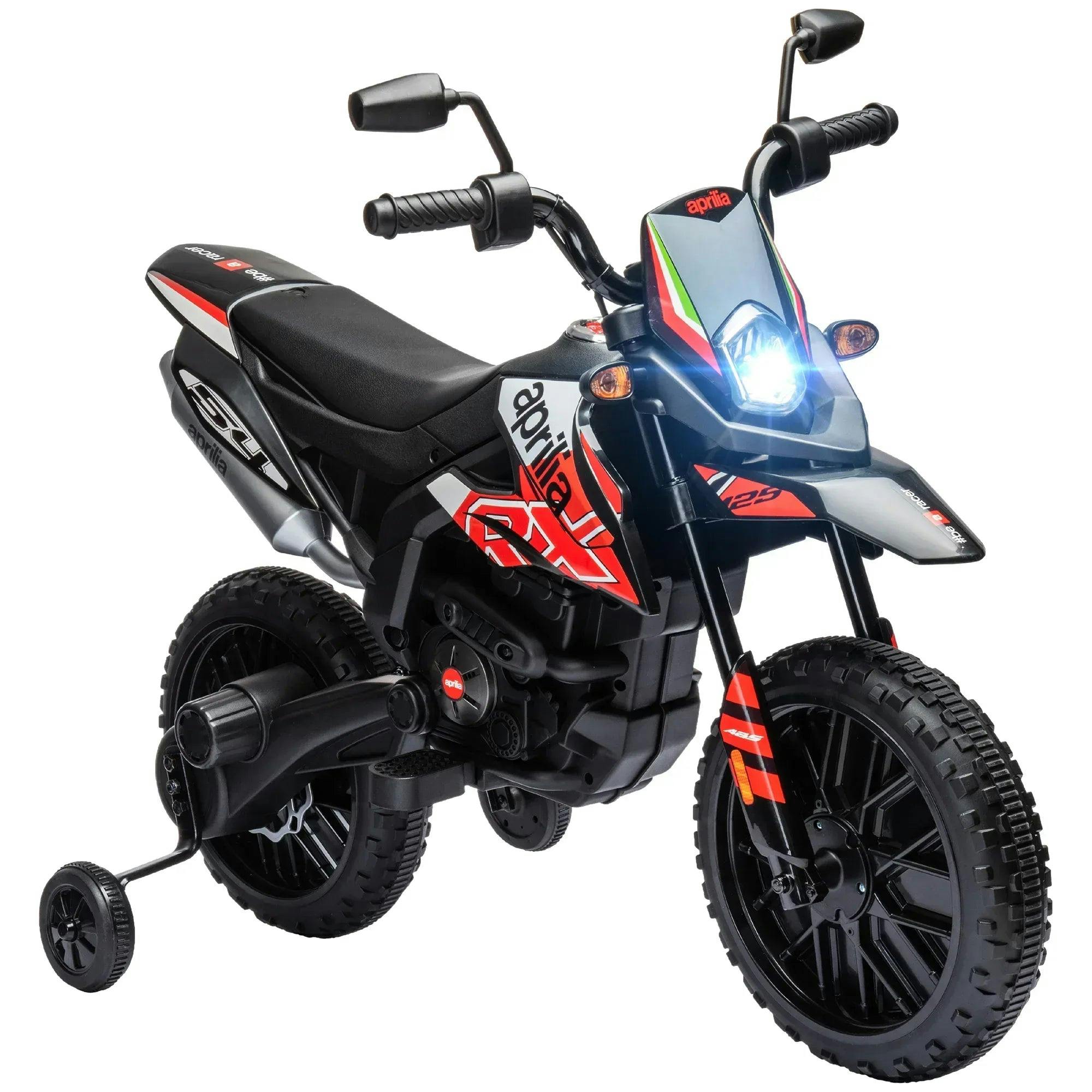 AIYAPLAY 12V Kids Motorbike - Aprilia Licensed - Red - Training Wheels - Electric Ride-On Toy - Image 7