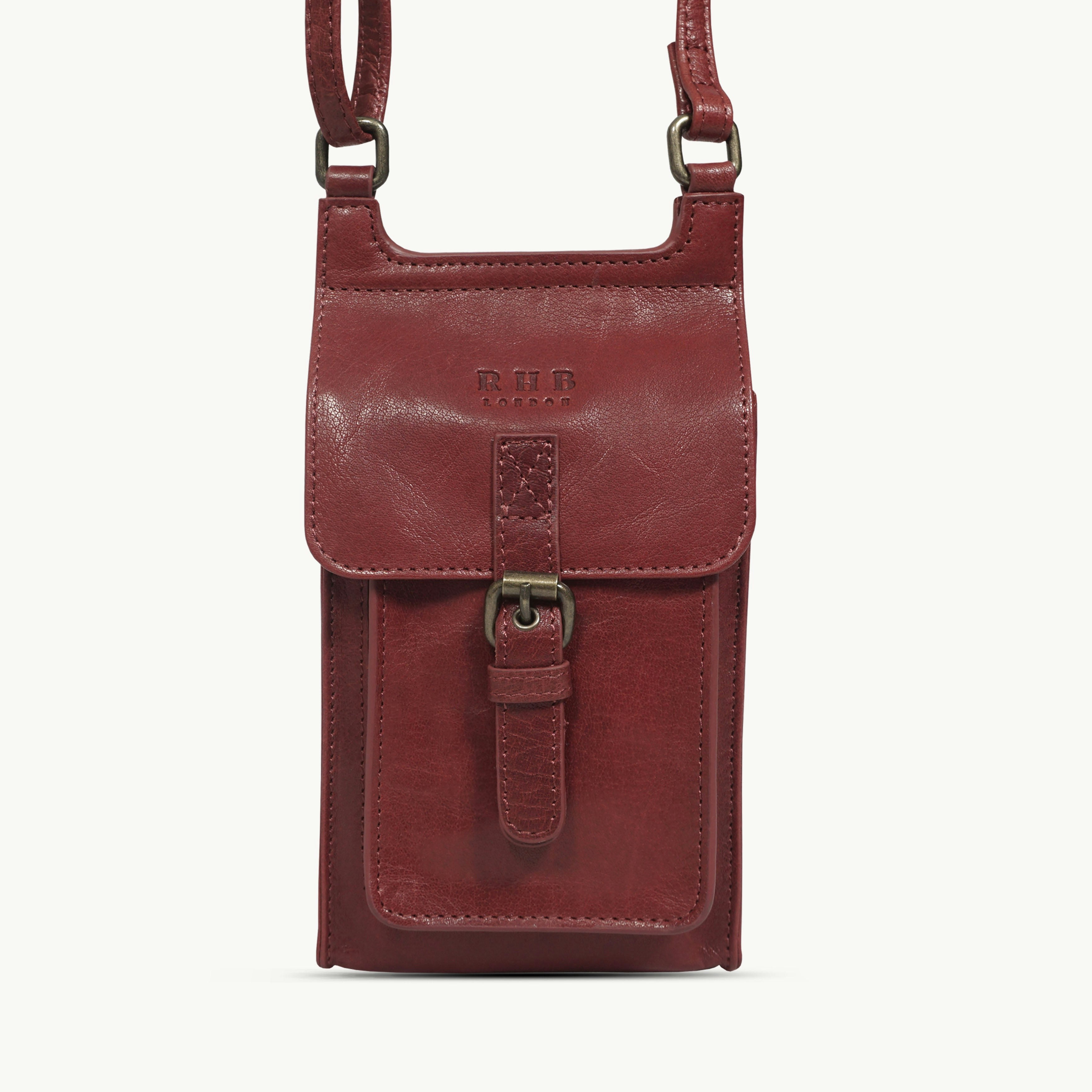 Real Hide Bags Light 'Myla' Chilli Pepper Real Leather Mobile Phone Crossbody Bag