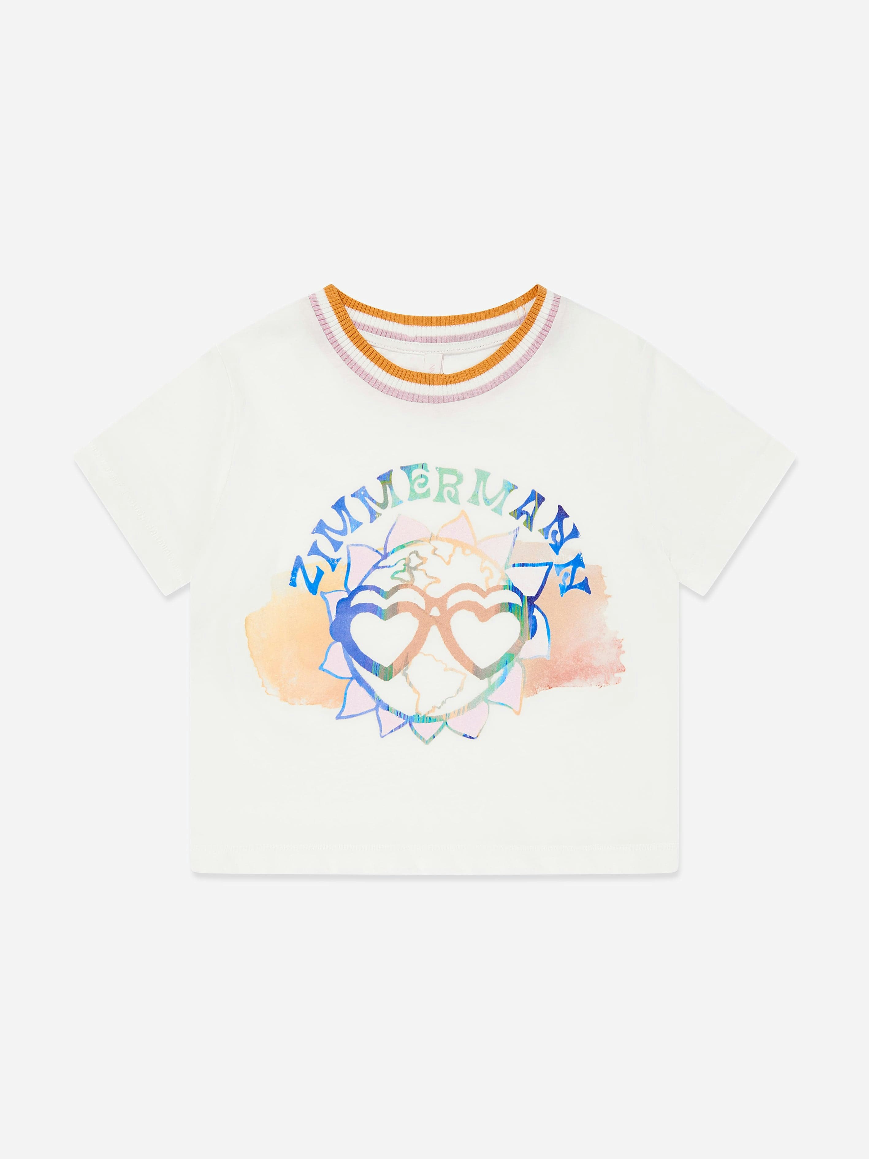Zimmermann Girls Ivory Cascadian Printed T-Shirt In - 8 Yrs