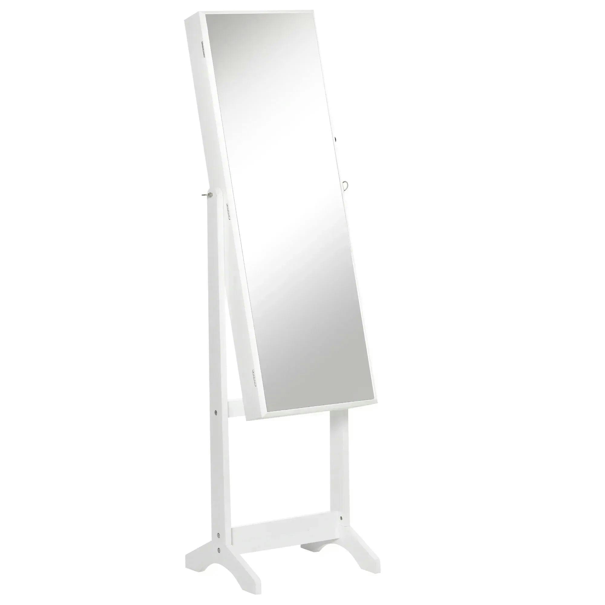 Homcom Grey/White Mirrored Jewellery Cabinet Lockable Jewellery Organiser For Bedroom - Image 5