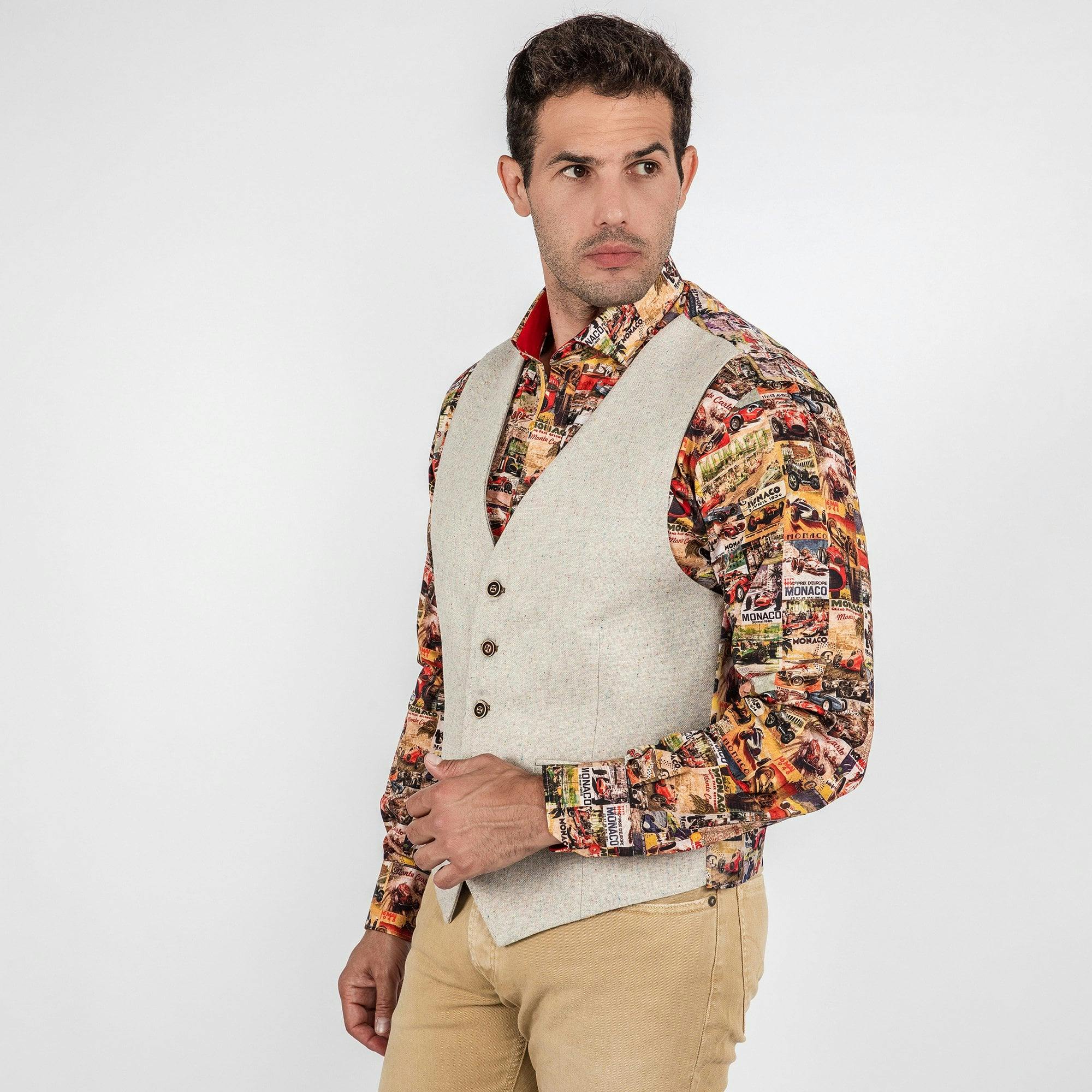 Claudio Lugli Beige Cl1049 Monaco Waistcoat - 42 Uk/ 52 Eu