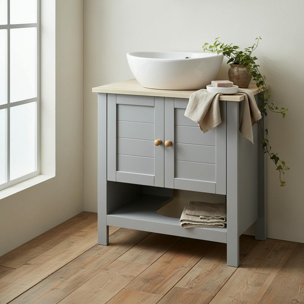 Rackhams Grey Rola Under Sink Vanity Storage Cabinet With Adjustable Internal Shelving