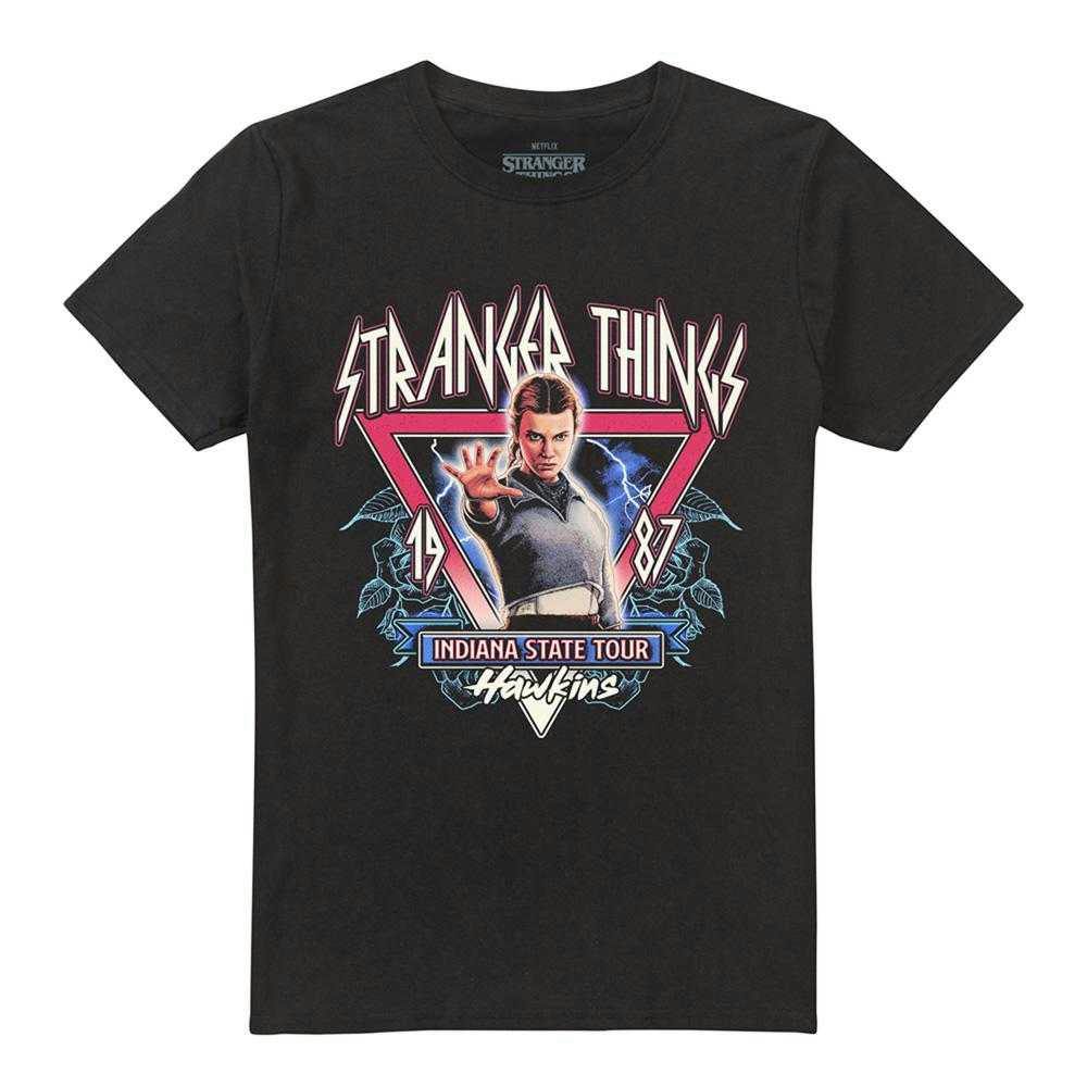 Stranger Things Unisex Black Adult 87 Eleven Tour Poster Back Print T-Shirt - Xxl