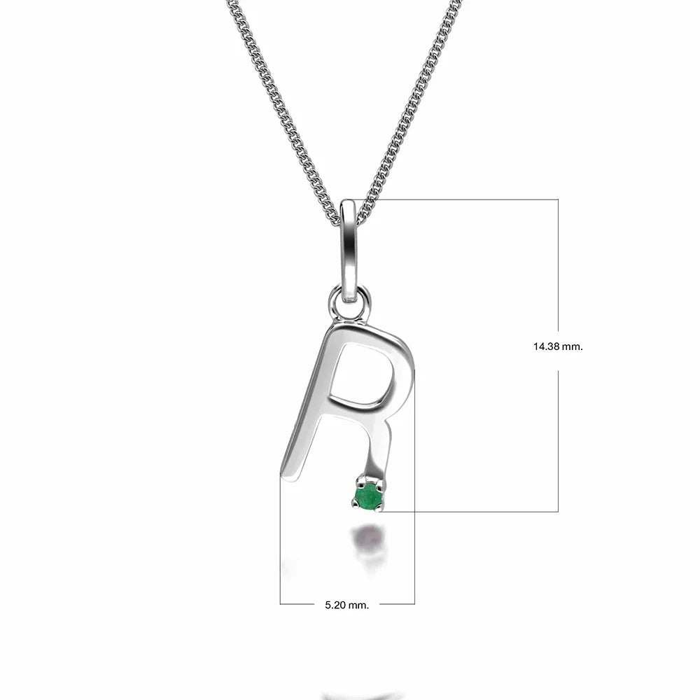 Gemondo White/Gold Initial Emerald Letter Charm Necklace In 9Ct - R