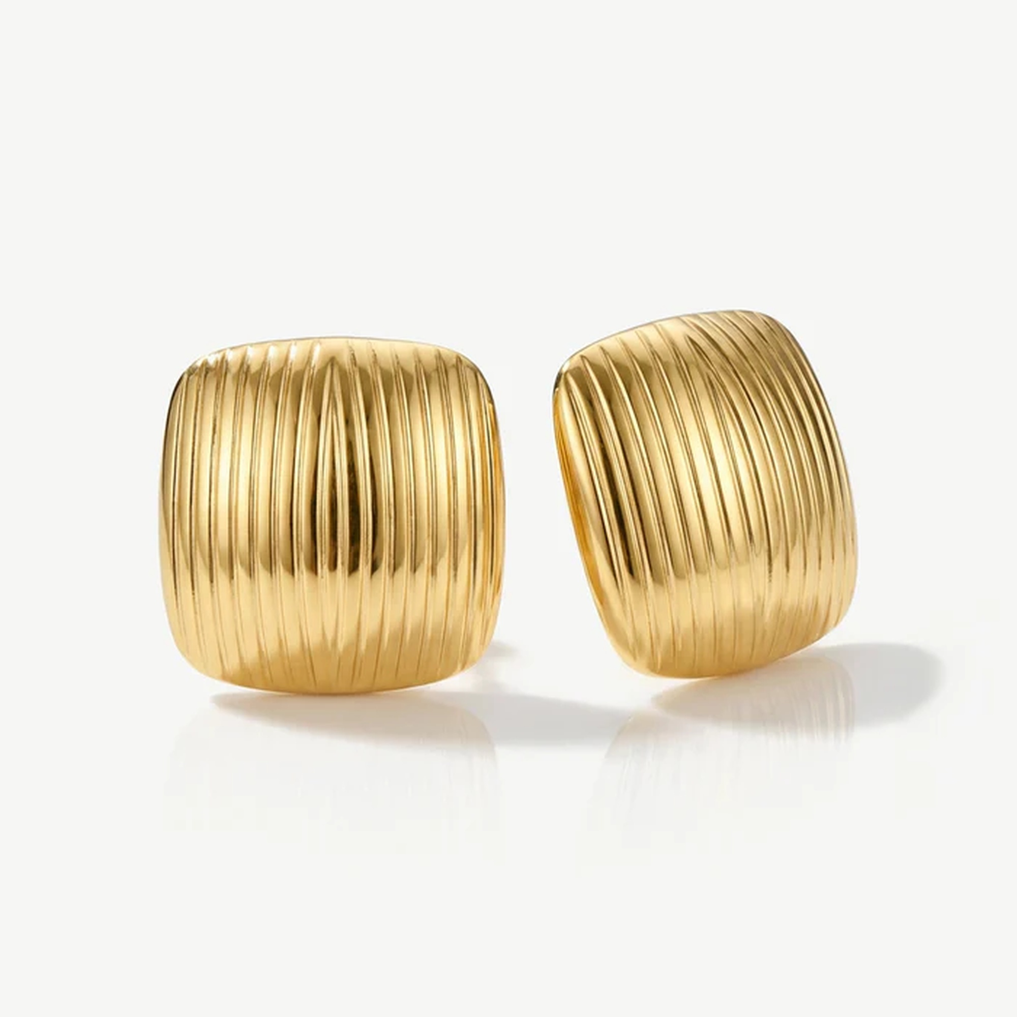 Muchv Gold Textured Cushion Square Stud Earrings