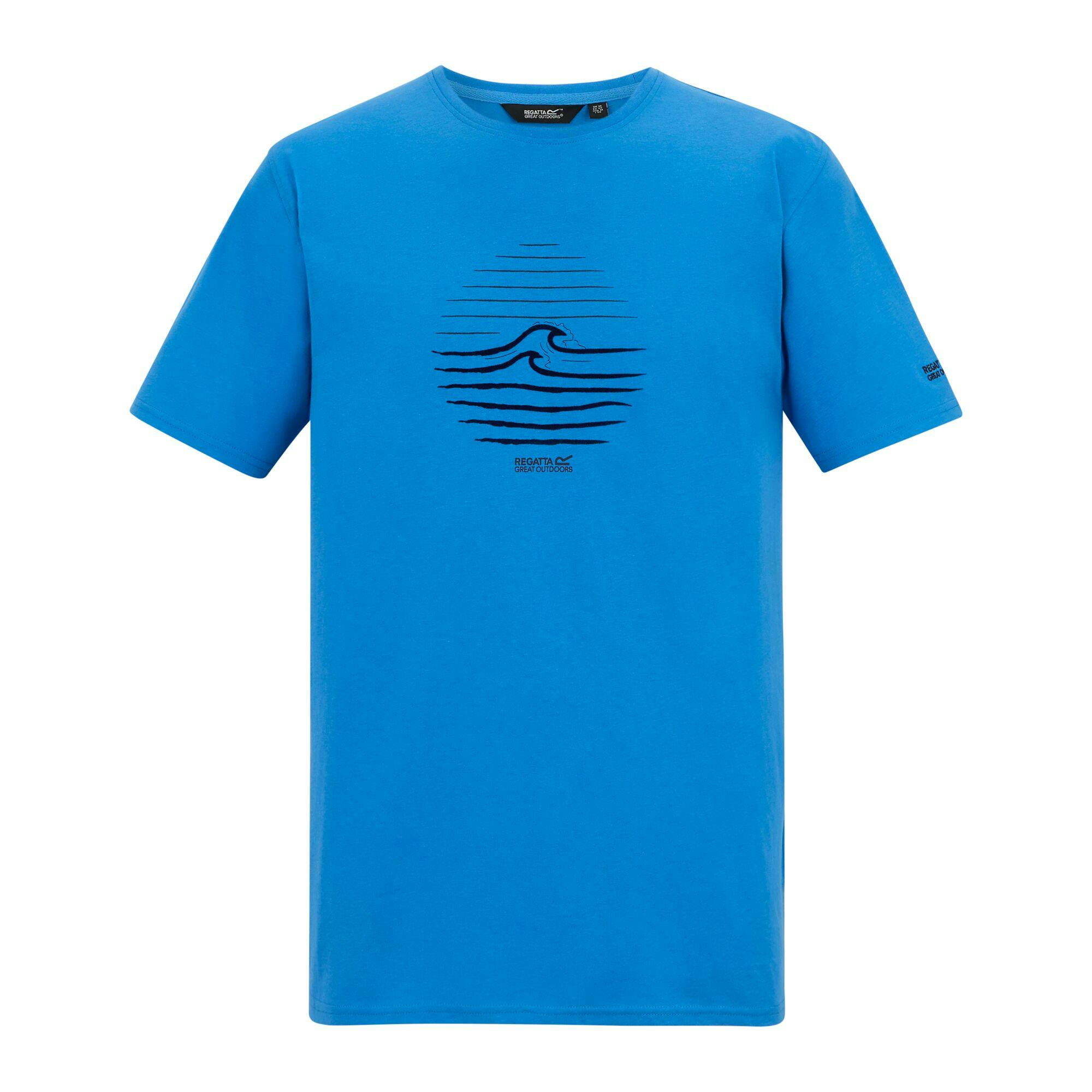 Regatta Men's Blue Cline Ix Wave T-Shirt - Sonic - Sonic - L - 95% Cotton/5% Viscose