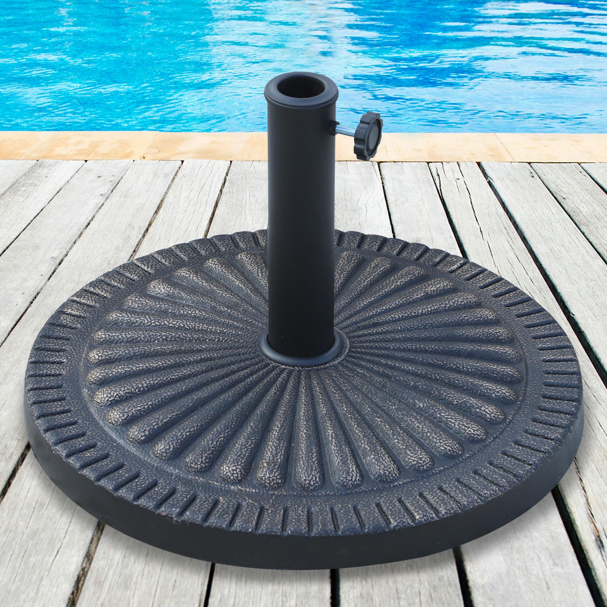 Outsunny Bronze 14Kg Garden Parasol Base, Round Resin Sun Umbrella Base, Outdoor Umbrella Stand For 38Mm Or 48Mm Outdoor Umbrella Poles, Tone - Tone - Resin - 49 X 49 X 32Cm