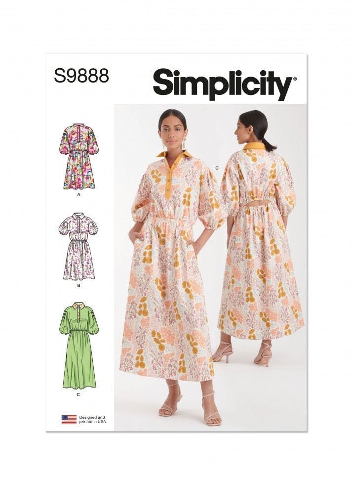 Simplicity Women's Sewing Pattern 9888, Dresses For R5 (14-16-18-20-22) - Intermediate - R5 (14-16-18-20-22)
