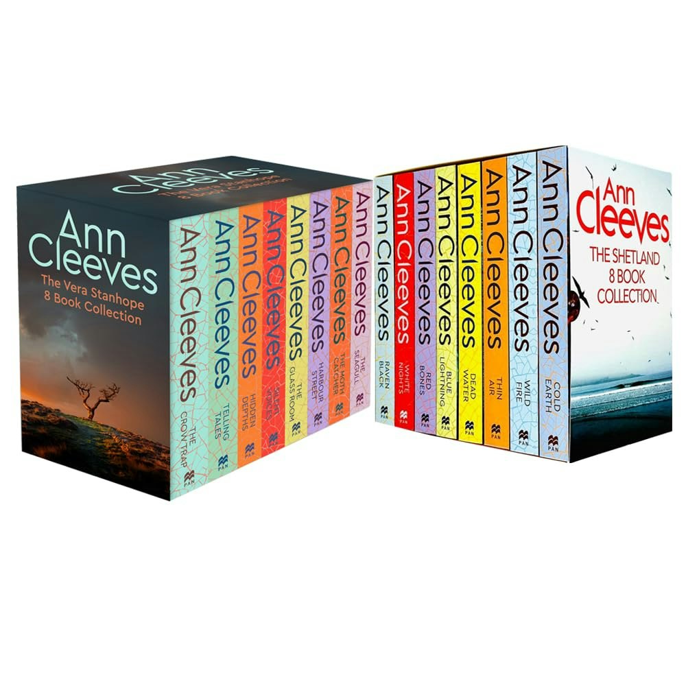 Macmillan Blue/Black/White Ann Cleeves Shetland And Vera Series Collection 16 Books Set