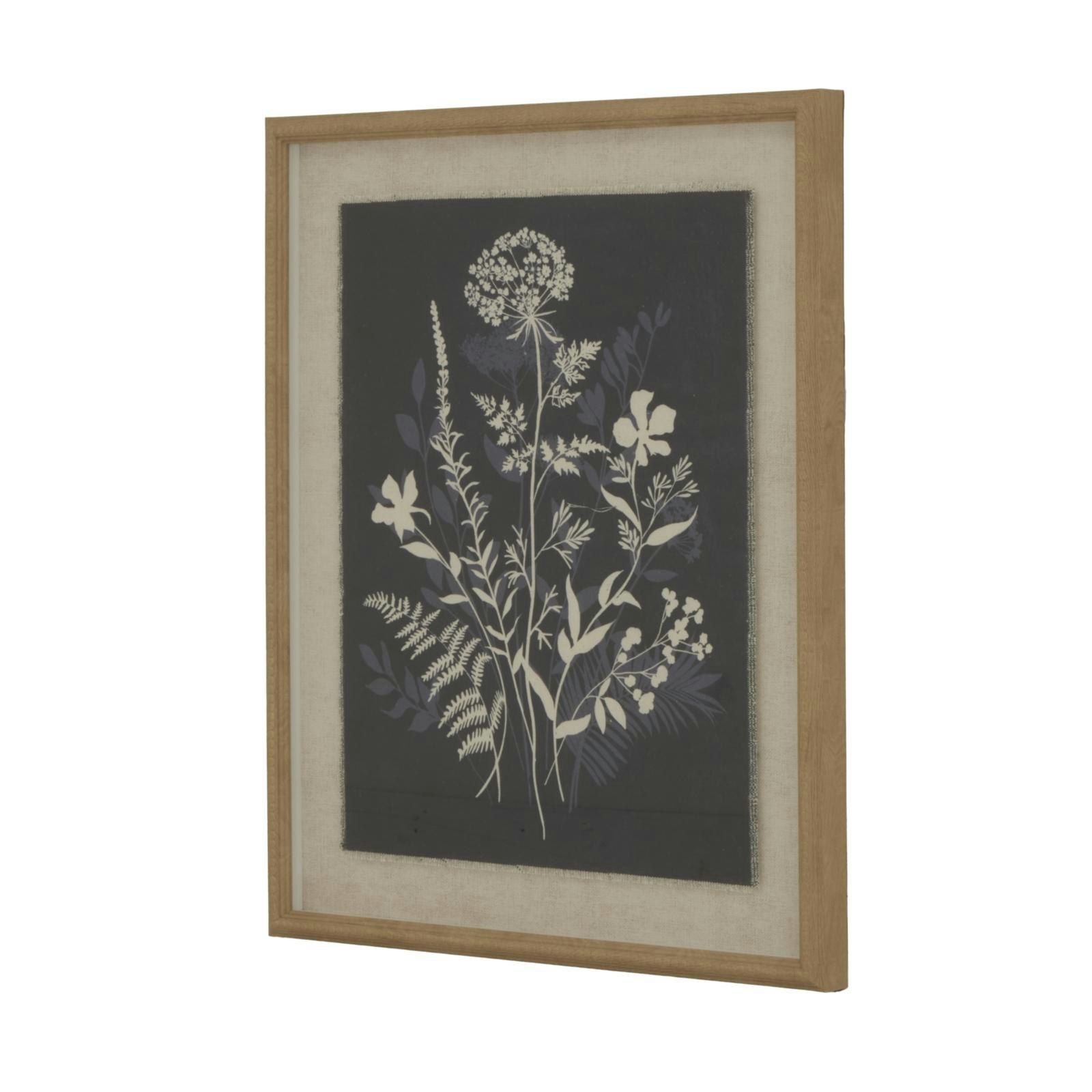 Rackhams White/Black Flora & Fauna Collection Meadow Beaded Linen Framed Wall Art - 50Cm X 2Cm X 40Cm