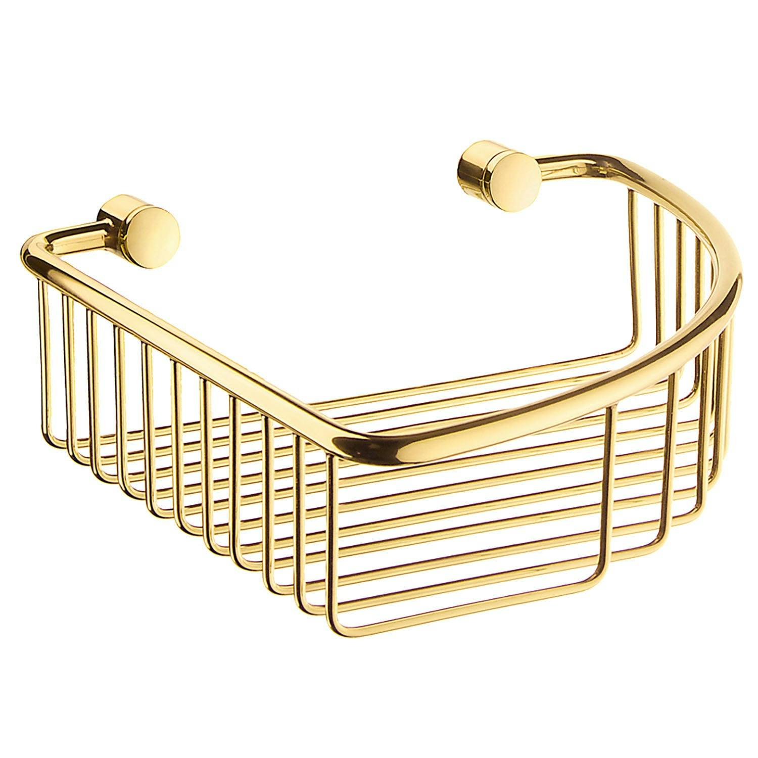 Rackhams Polished Brass Corner Shower Basket