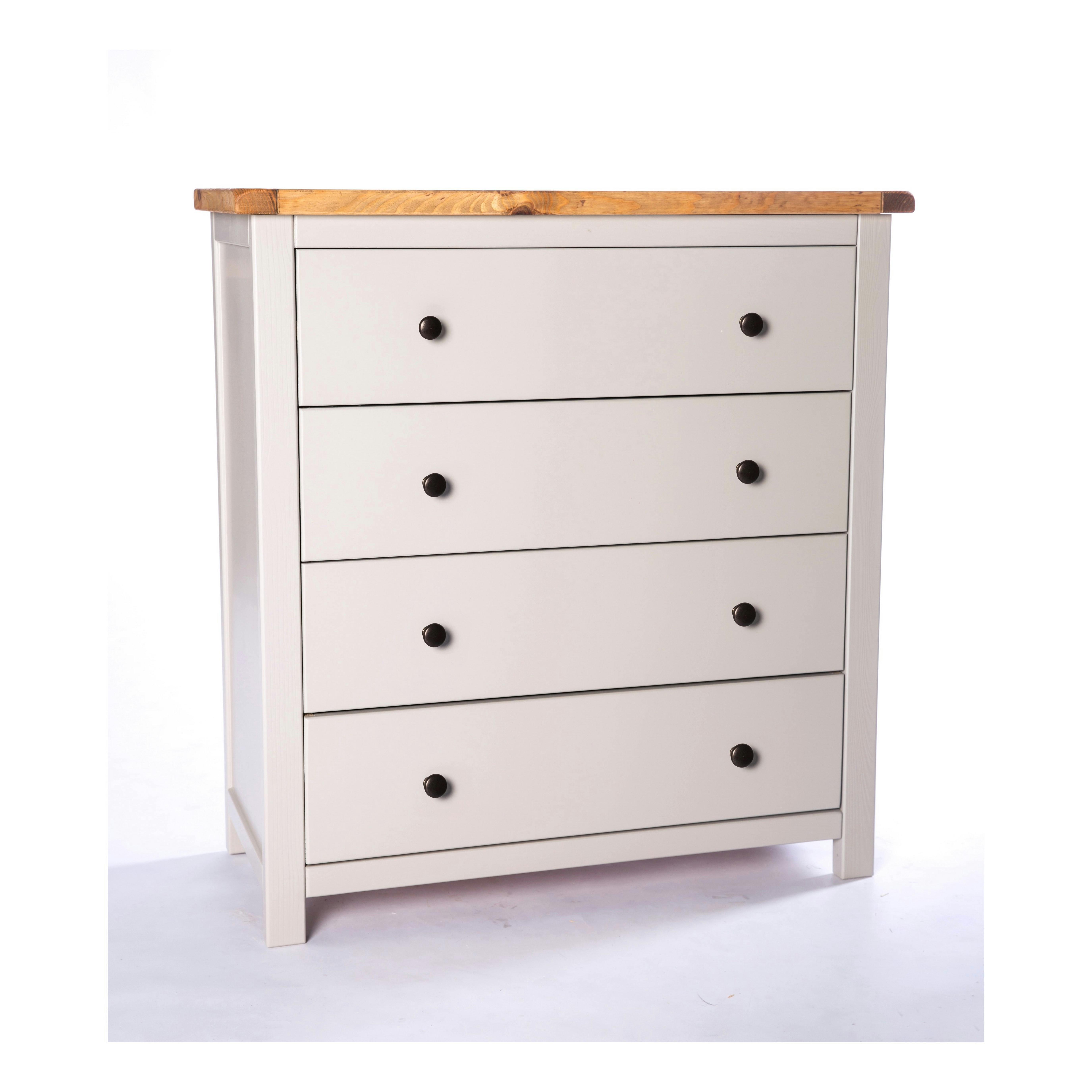 Rackhams Light/Grey Argenta 4 Drawer Chest Of Drawers Brass Knob