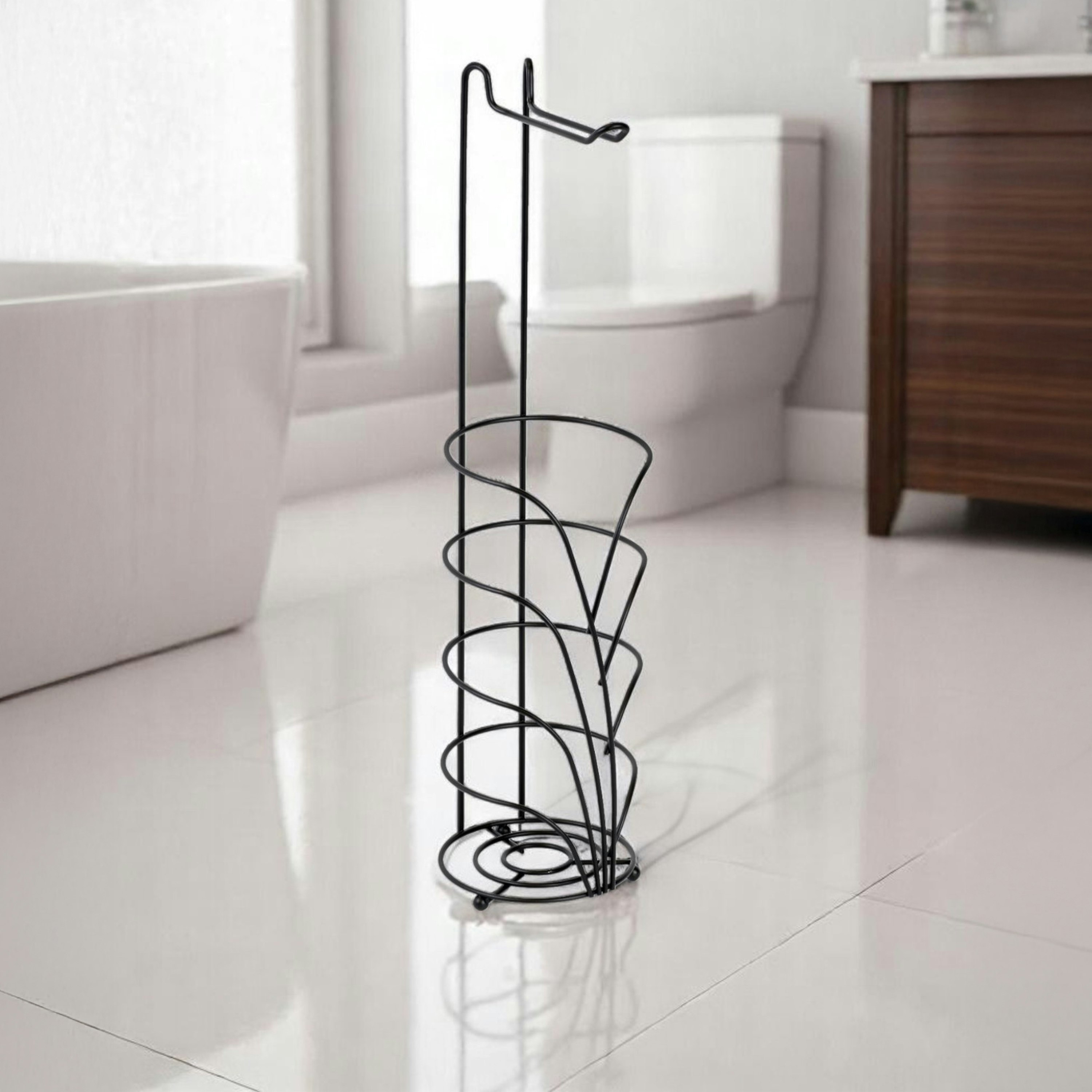 Showerdrape Black Vertu Toilet Roll Holder & Spare Combination