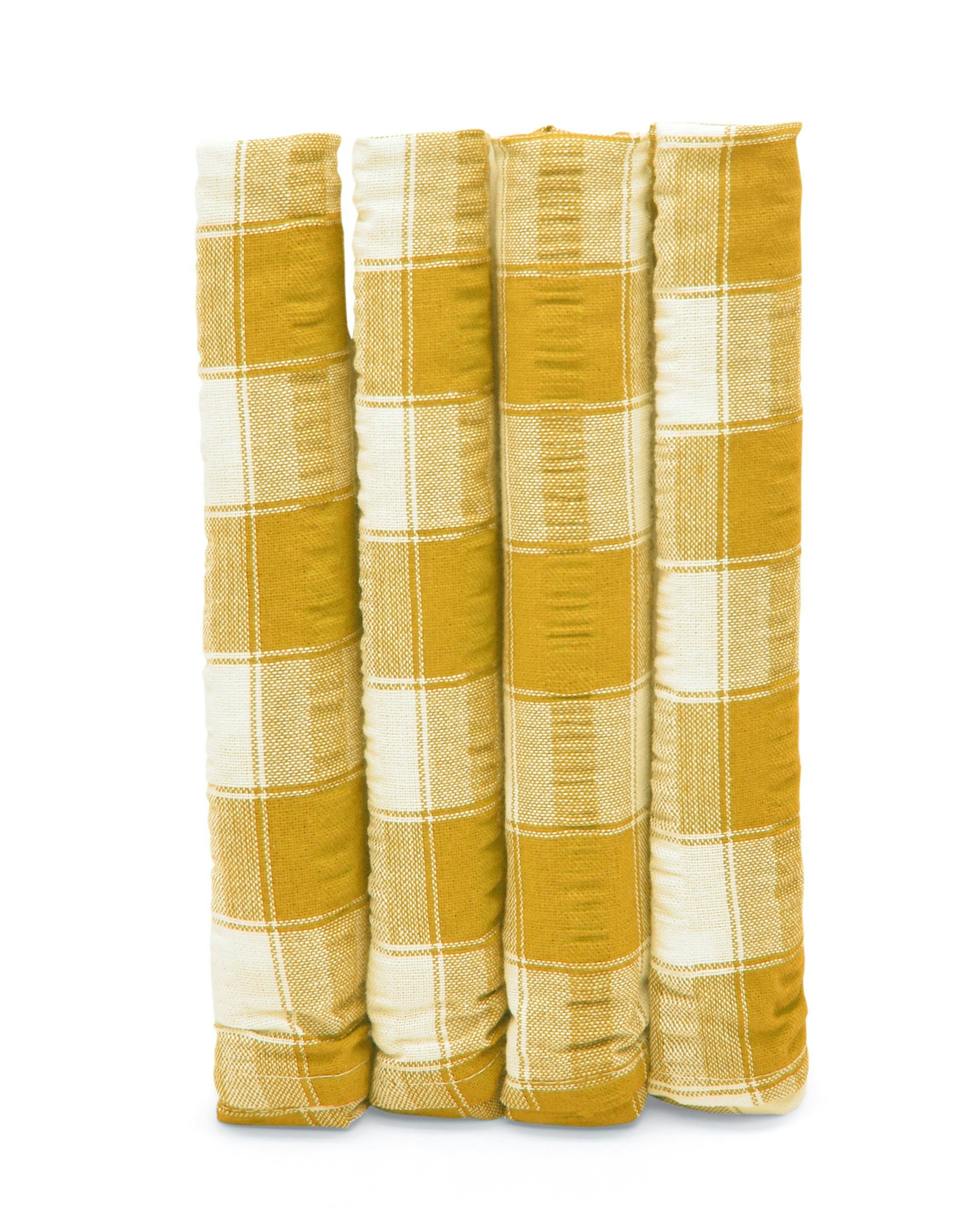 Rackhams Seersucker Gingham Check Napkins Set Of 4 - Ochre