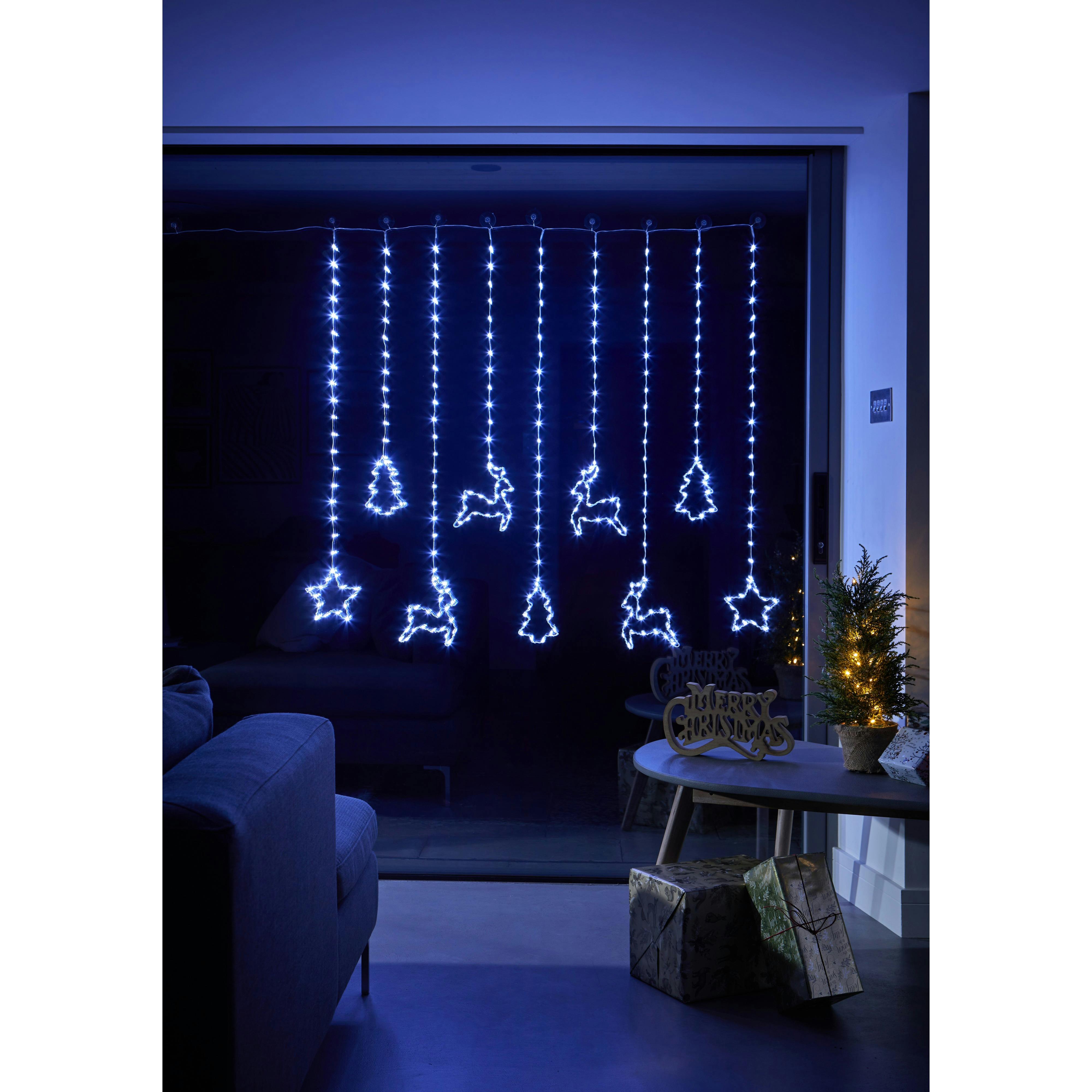 Rackhams White Festive Curtain Lights Cool