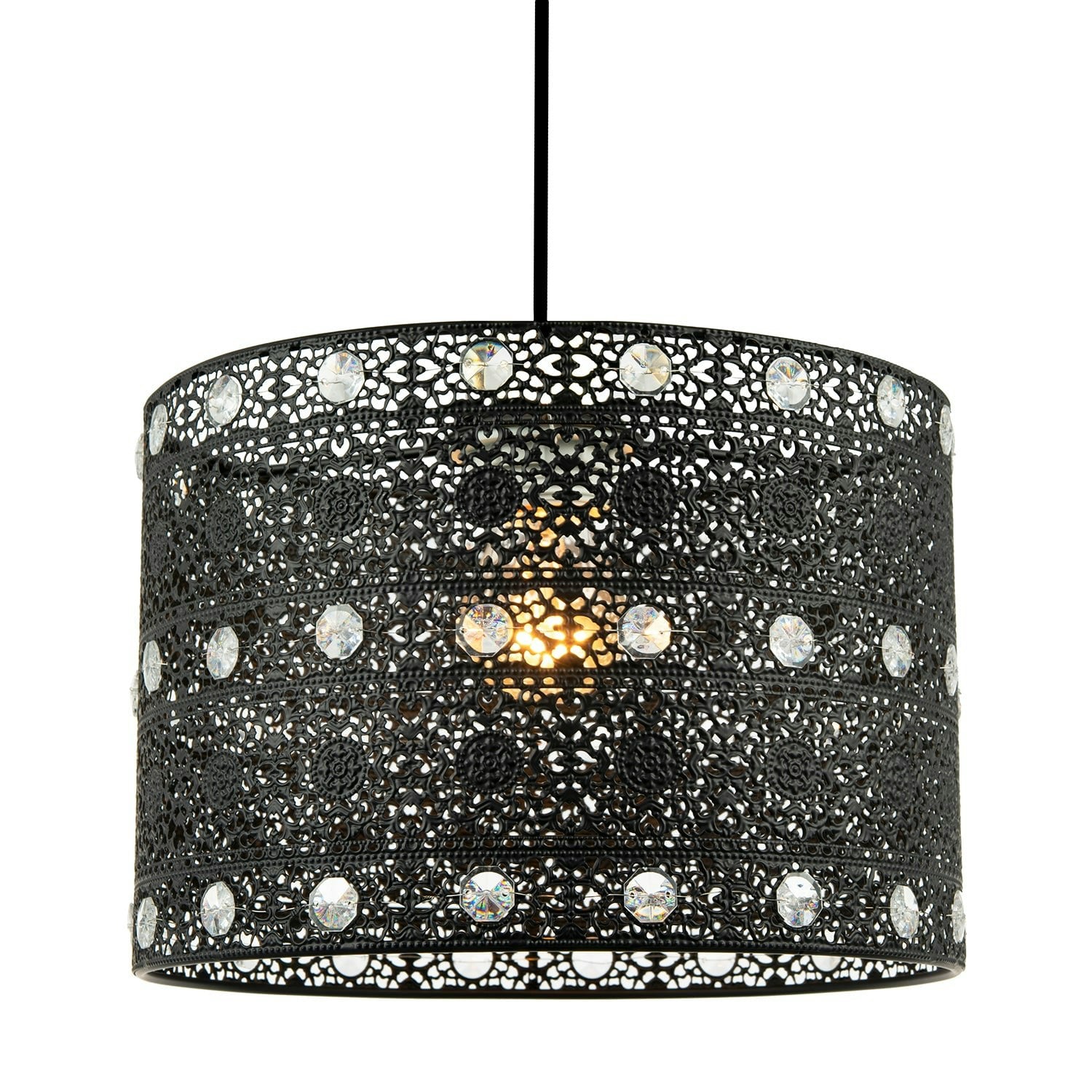 Rackhams Black/Light Classic Matte Acrylic Gem Moroccan Style Chandelier Pendant Shade