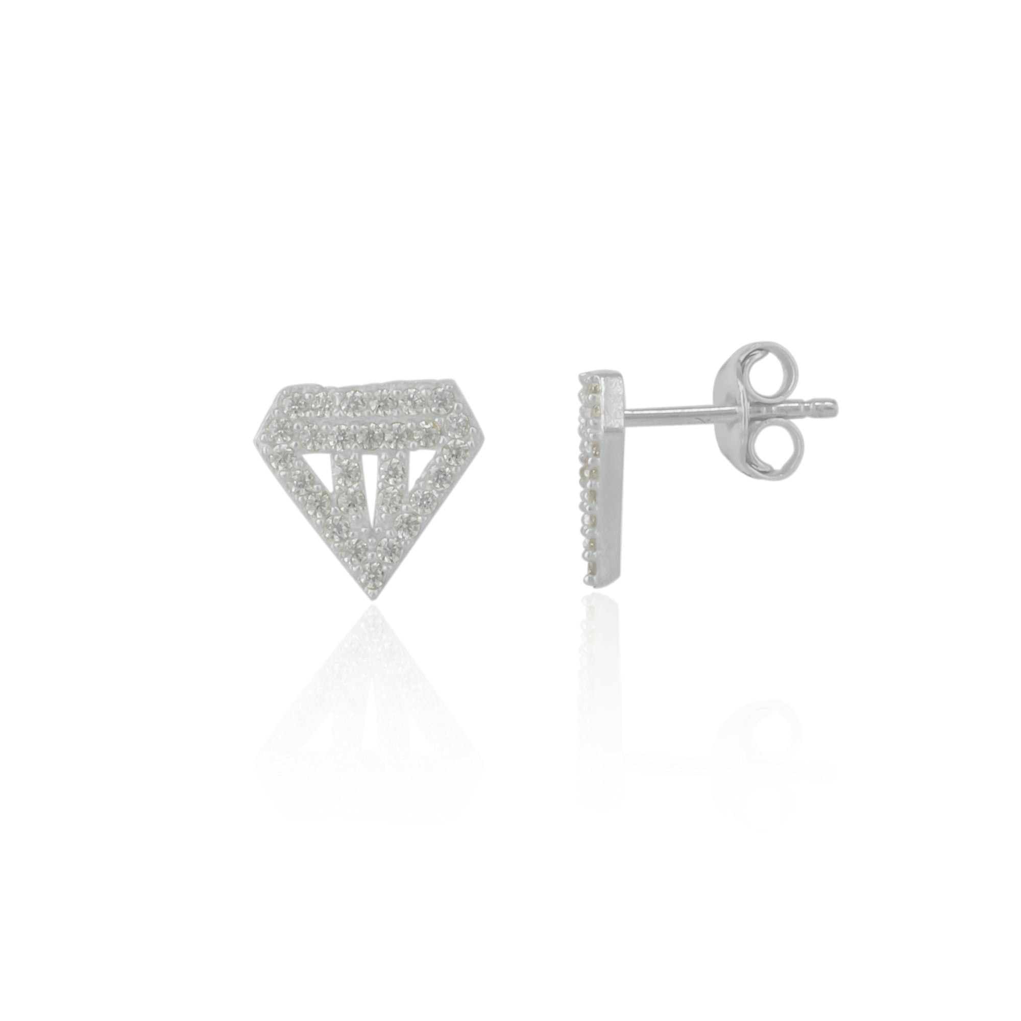 Spero London Silver Sterling Diamond Stud Earrings