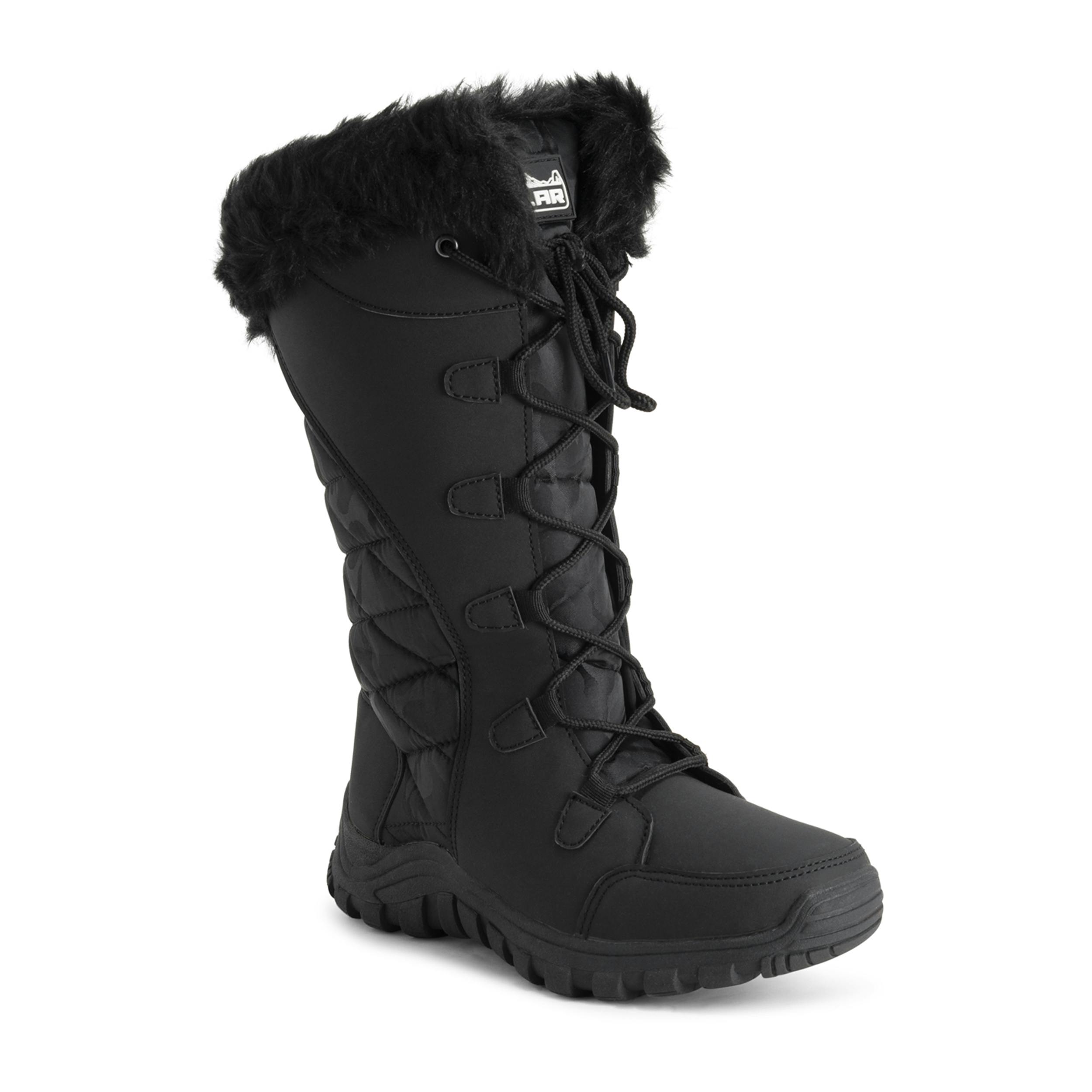 Viva Women's Black Quilted Lace Up Waterproof Outdoor Cuff Snow Rain Boot - 6 - Camouflage Tall
