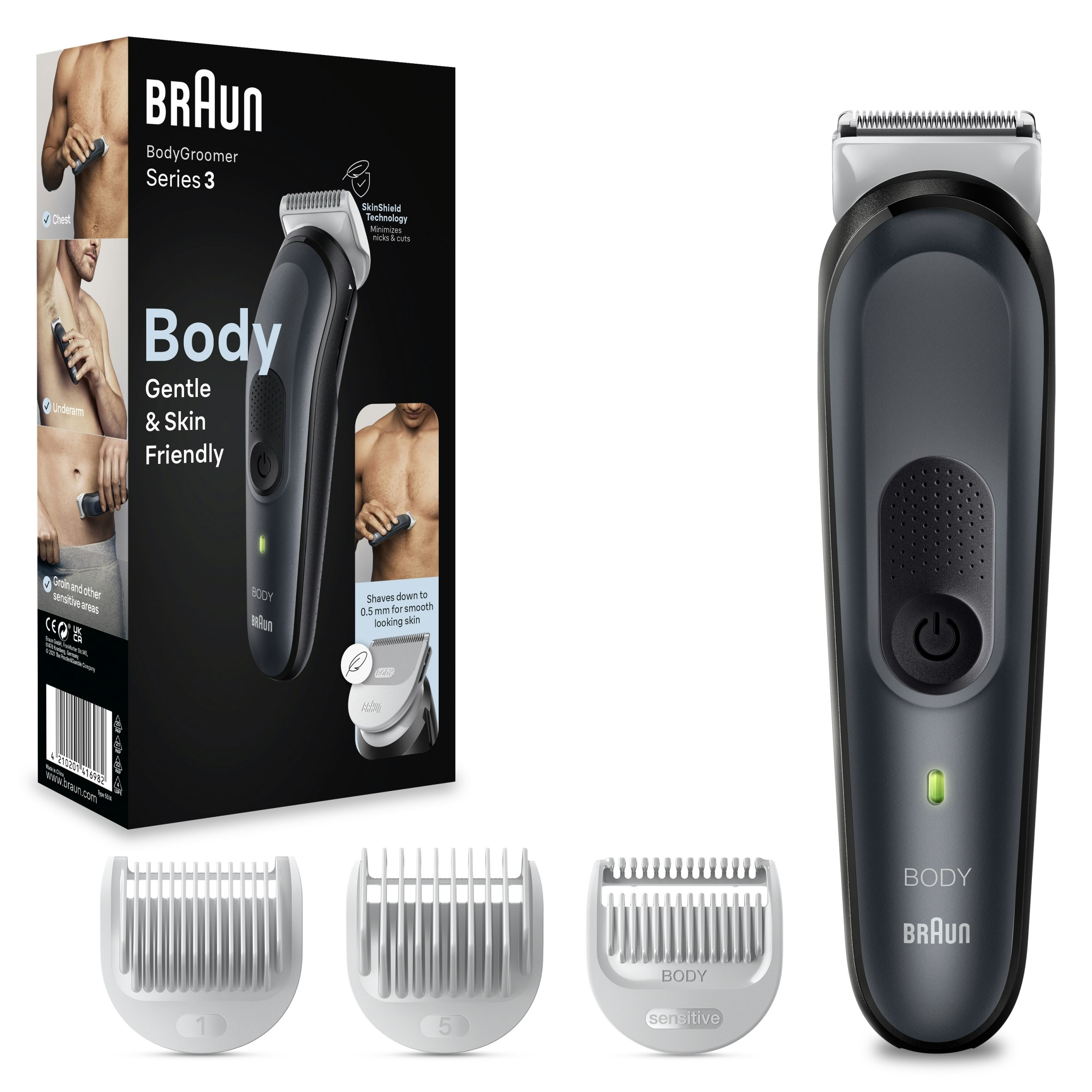 Braun Men's Body Groomer Series 3 3350, Body Groomer For Gentle Full-Body Manscaping