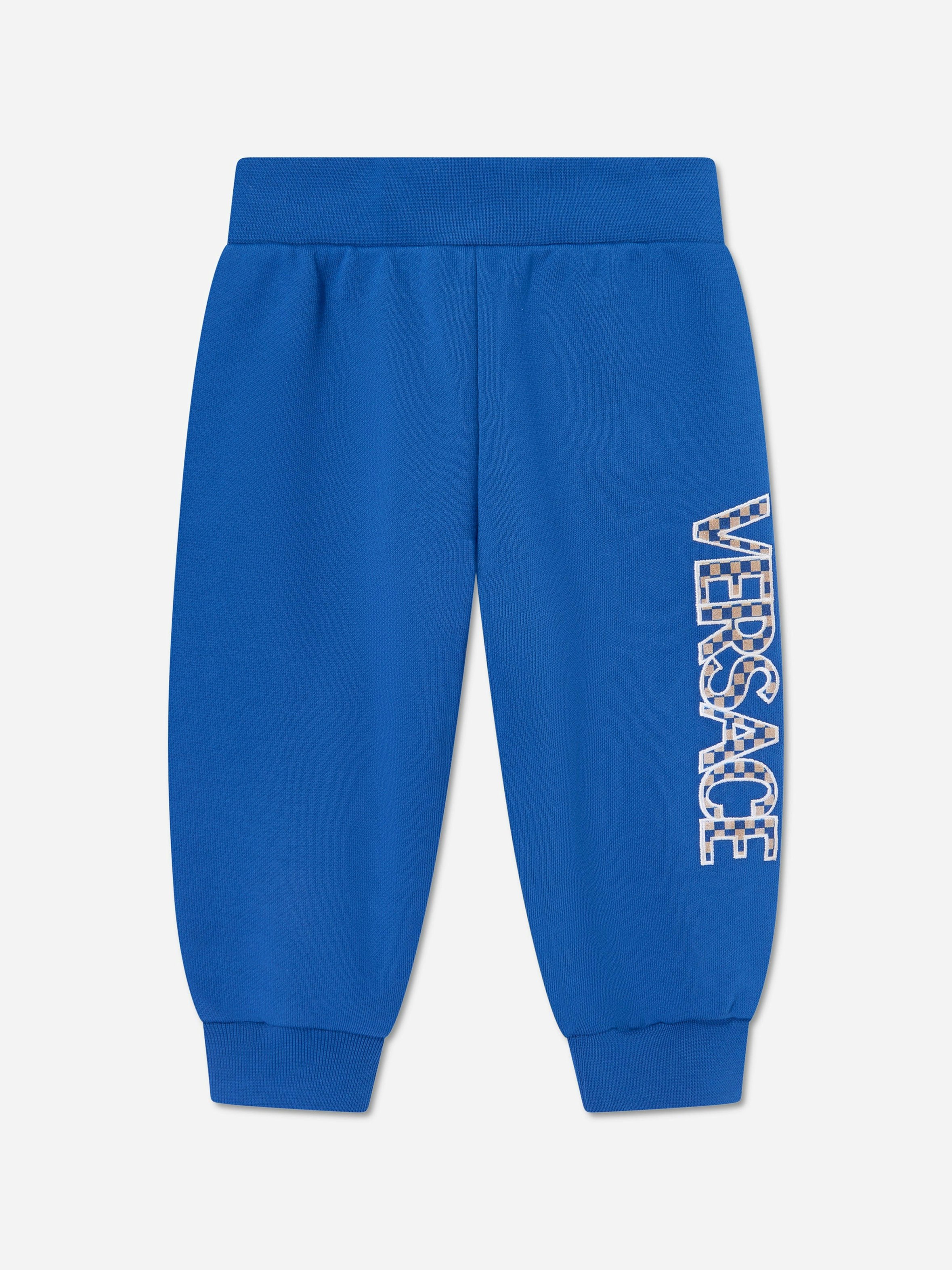 Versace Men's Blue Baby Boys Damier Logo Joggers In - 18 - 24 Mths