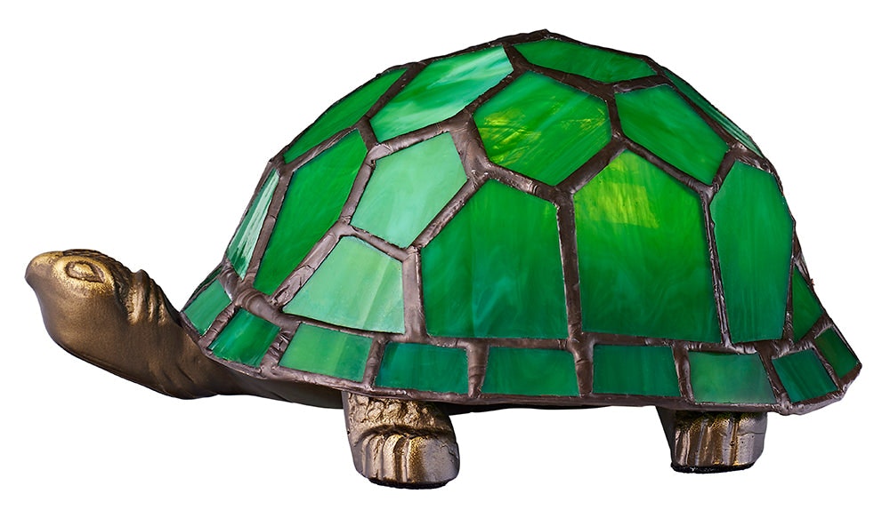 Happy Homewares Green Beautifully Hand Crafted Glass Tortoise Tiffany Lamp
