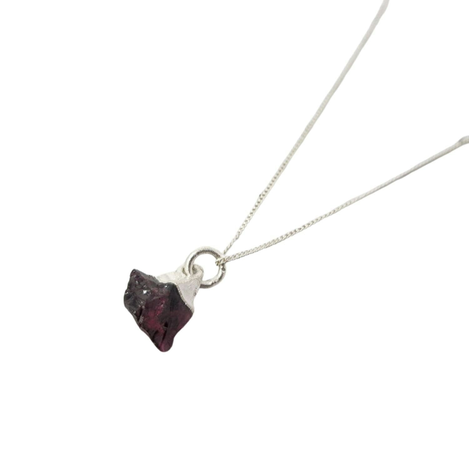 Harfi Silver Sterling Raw Garnet January Birthstone Crystal Necklace
